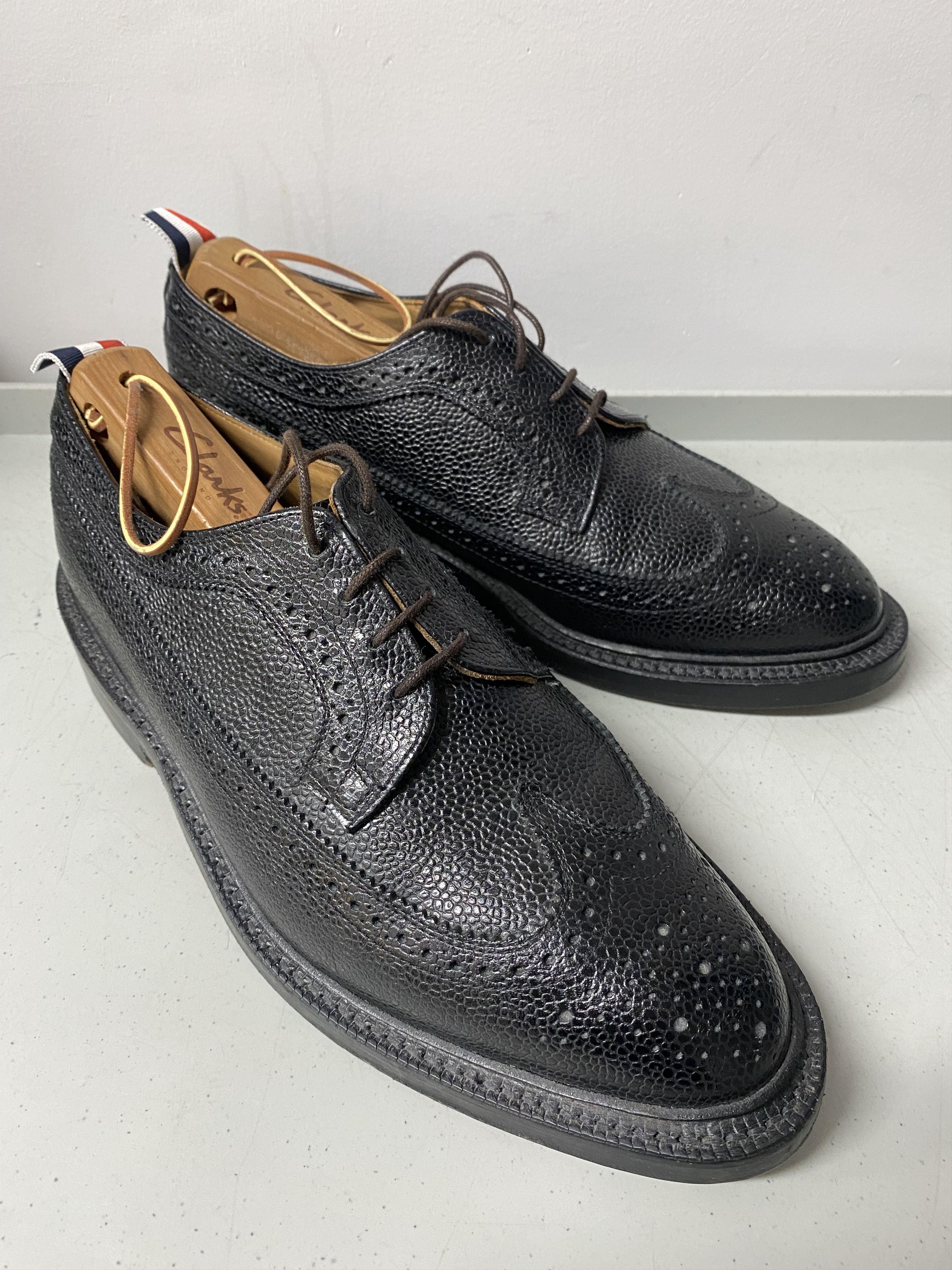Thom Browne Black Pebble Grain Wingtip Size US 8 / EU 41 - 2 Thumbnail