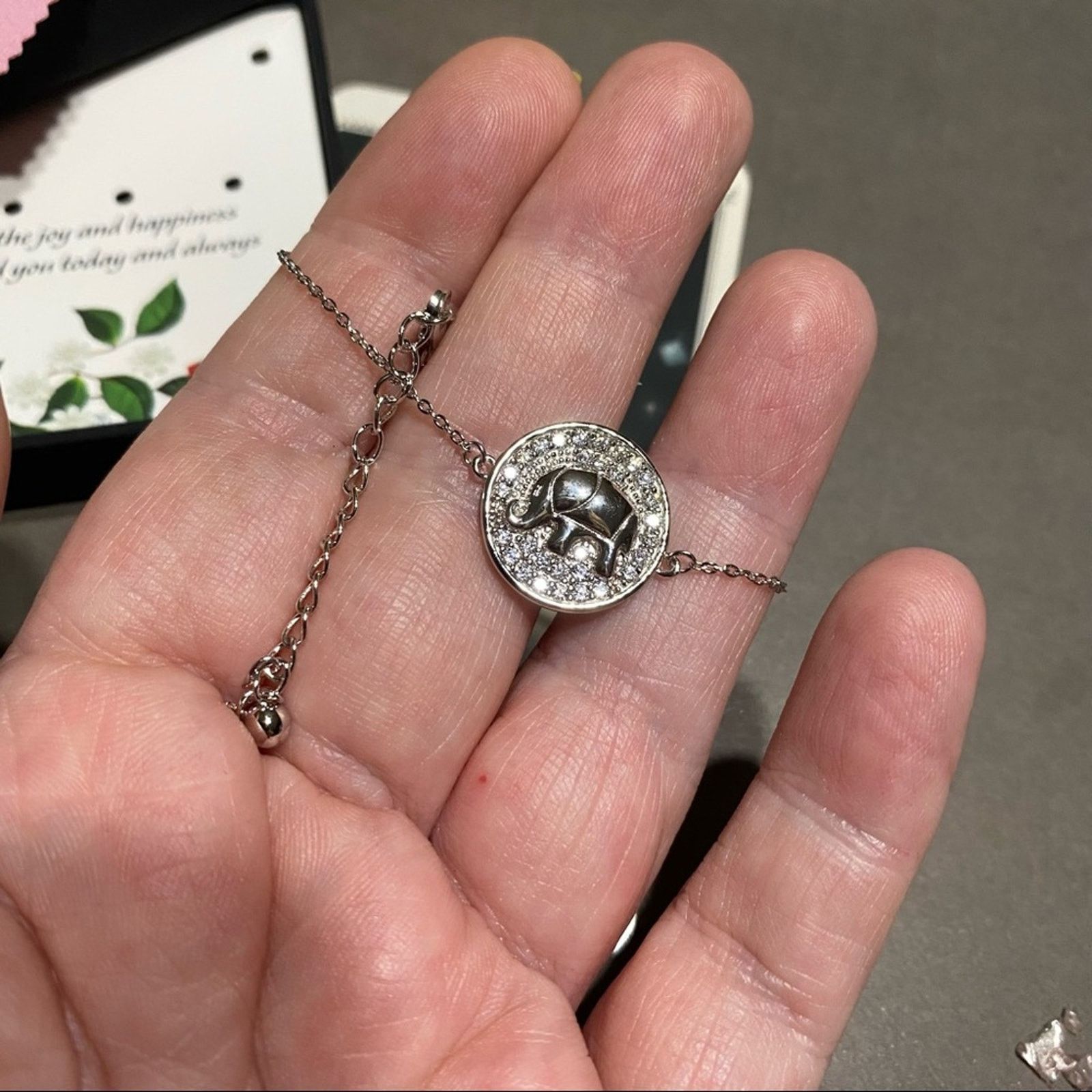 The Unbranded Brand Sterling Silver CZ Elephant Bracelet With White Gold Plating Size ONE SIZE - 4 Thumbnail