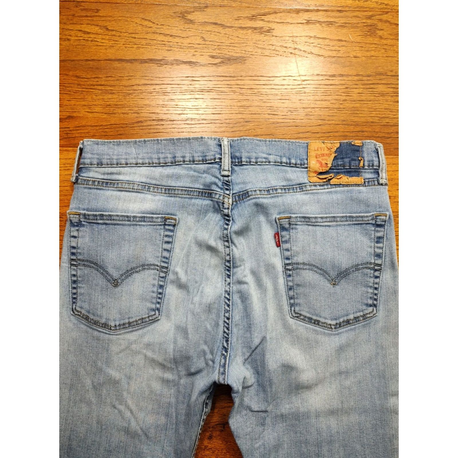 Levi's Levi's 513 Straight Jeans Mens 32x31 Light Wash Distressed Denim Size US 32 / EU 48 - 3 Thumbnail