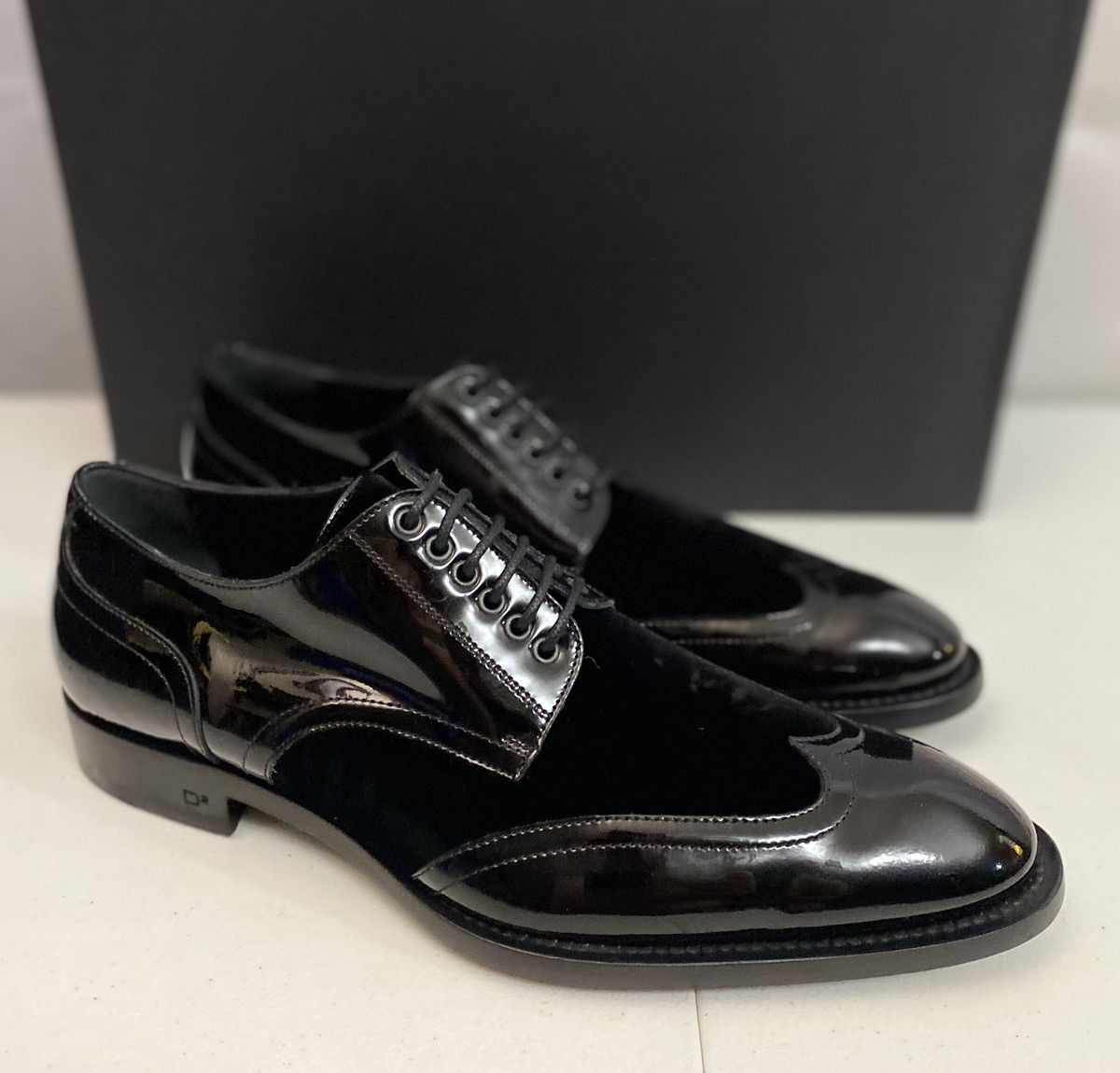 Dsquared2 Dsquared2 🇮🇹 Black Patent/Velvet Handmade Derby 7.5 NEW Size US 7.5 / EU 40-41 - 15 Thumbnail