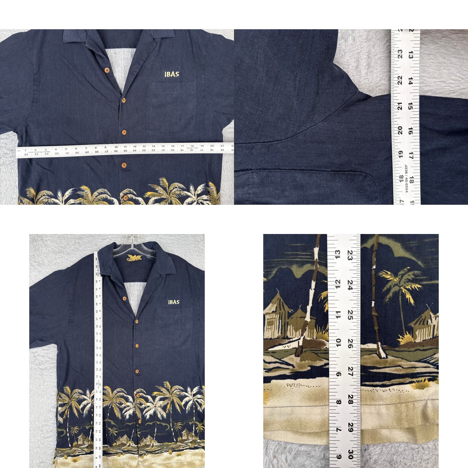 Vintage Eagle Dry Goods Shirt Men Small Blue Beige 100% Silk Palm Hut Wood Button Up Size US S / EU 44-46 / 1 - 8 Thumbnail