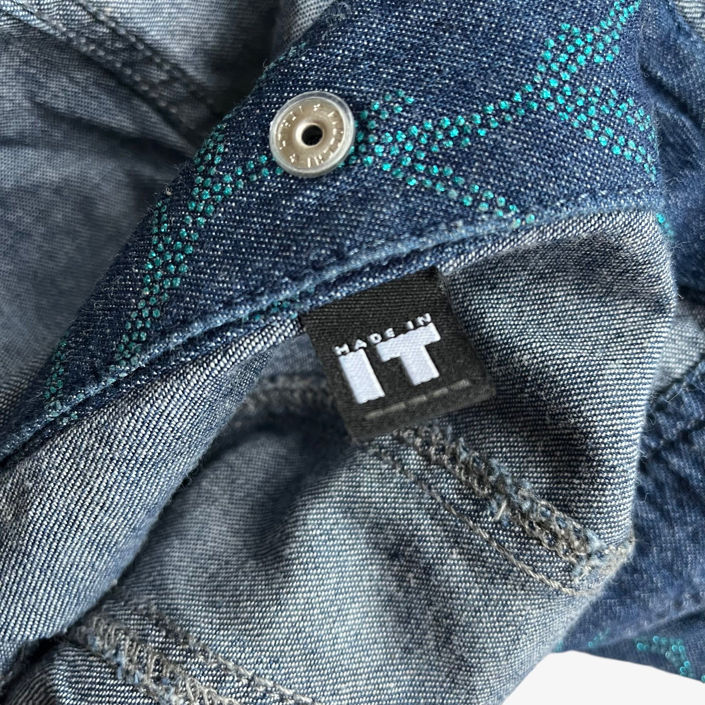 Versace Vintage 90s Women's Versace Sequin Tree Branch Denim Jacket Size S / US 4 / IT 40 - 6 Thumbnail