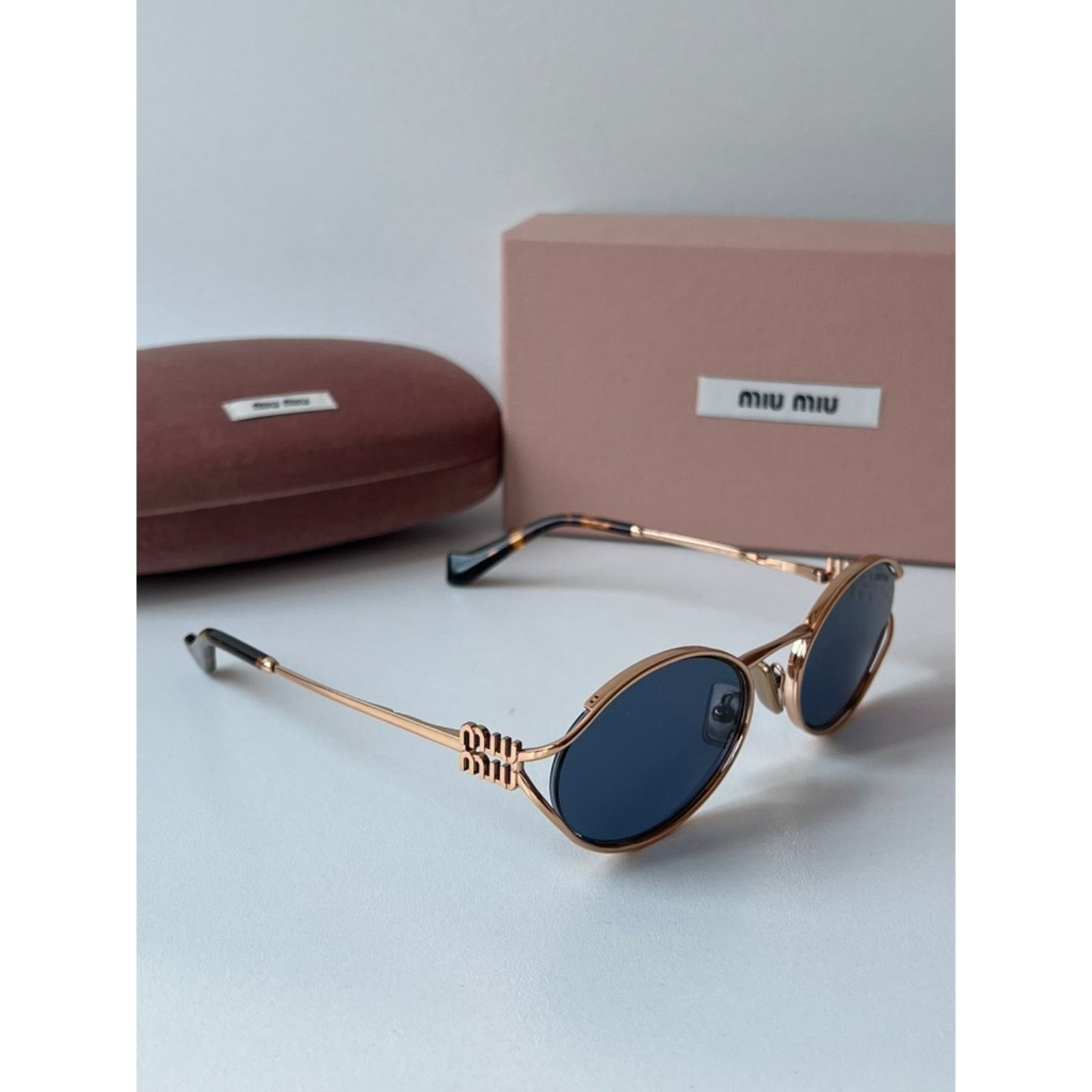 Miu Miu NEW Miu Miu MU52YS Rose Gold Blue Metal Sunglasses Size ONE SIZE - 6 Thumbnail