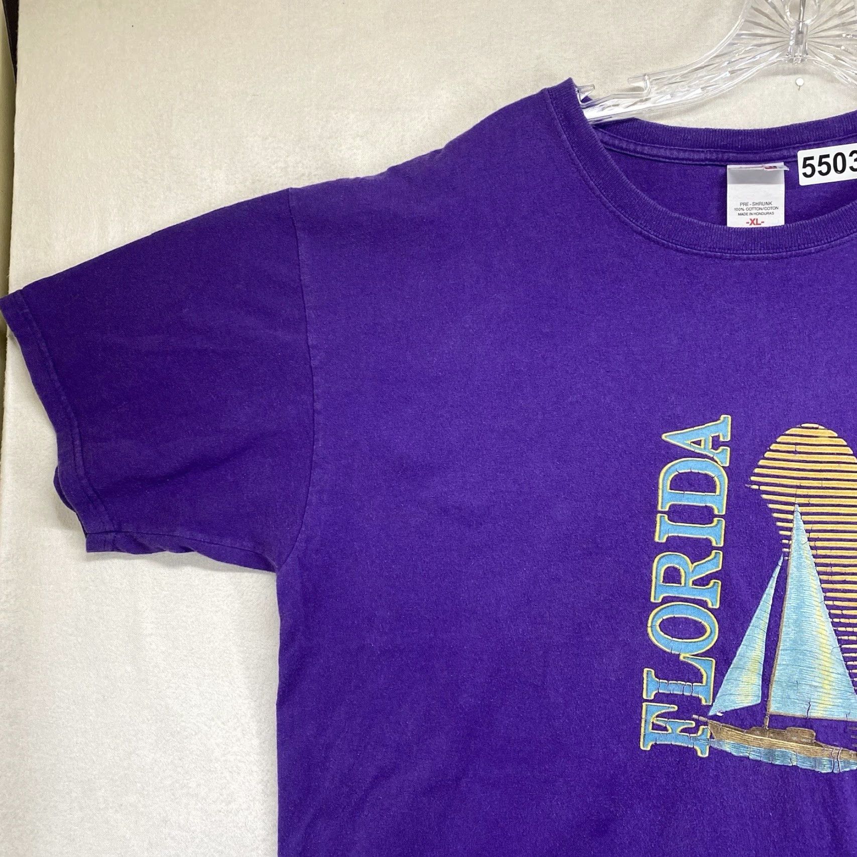 Anvil VINTAGE Florida T Shirt Mens Large 90s Sailboat Graphic Cotton Unisex Size US L / EU 52-54 / 3 - 7 Thumbnail
