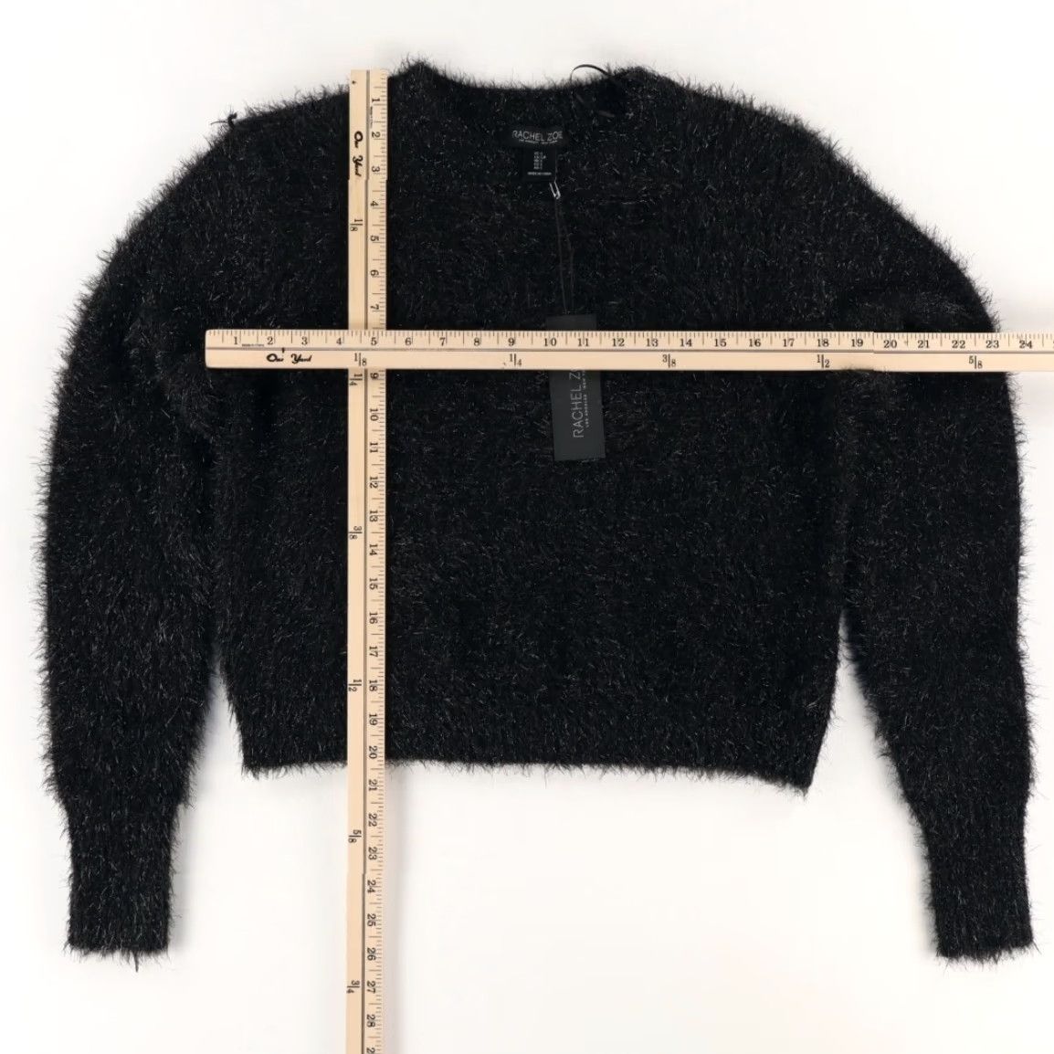 Rachel Zoe Rachel Zoe Fuzzy Crewneck Crop Sweater Black Women's S Shirt Size S / US 4 / IT 40 - 3 Thumbnail