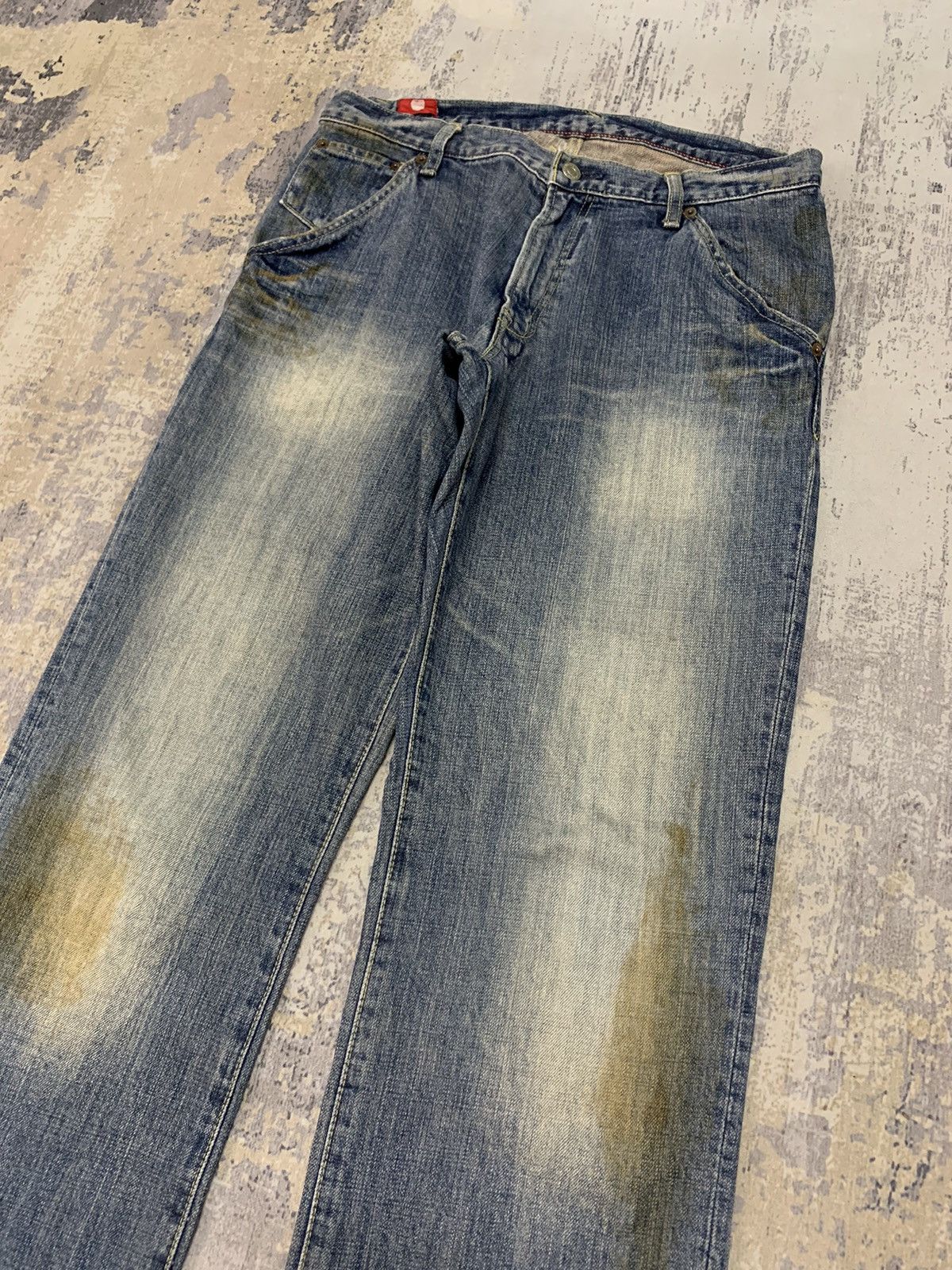 Japanese Brand Vintage Blueway Japanese Mud Wash Distressed Baggy Fit Jeans Size US 32 / EU 48 - 3 Thumbnail