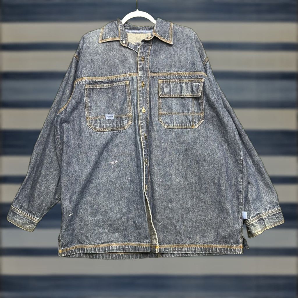 Fubu VINTAGE FUBU Jacket Denim Shirt XL Men Blue 90s Hip Hop Streetwear USA Grunge Jacket Mens XL Size US 36 / EU 52 - 1 Thumbnail