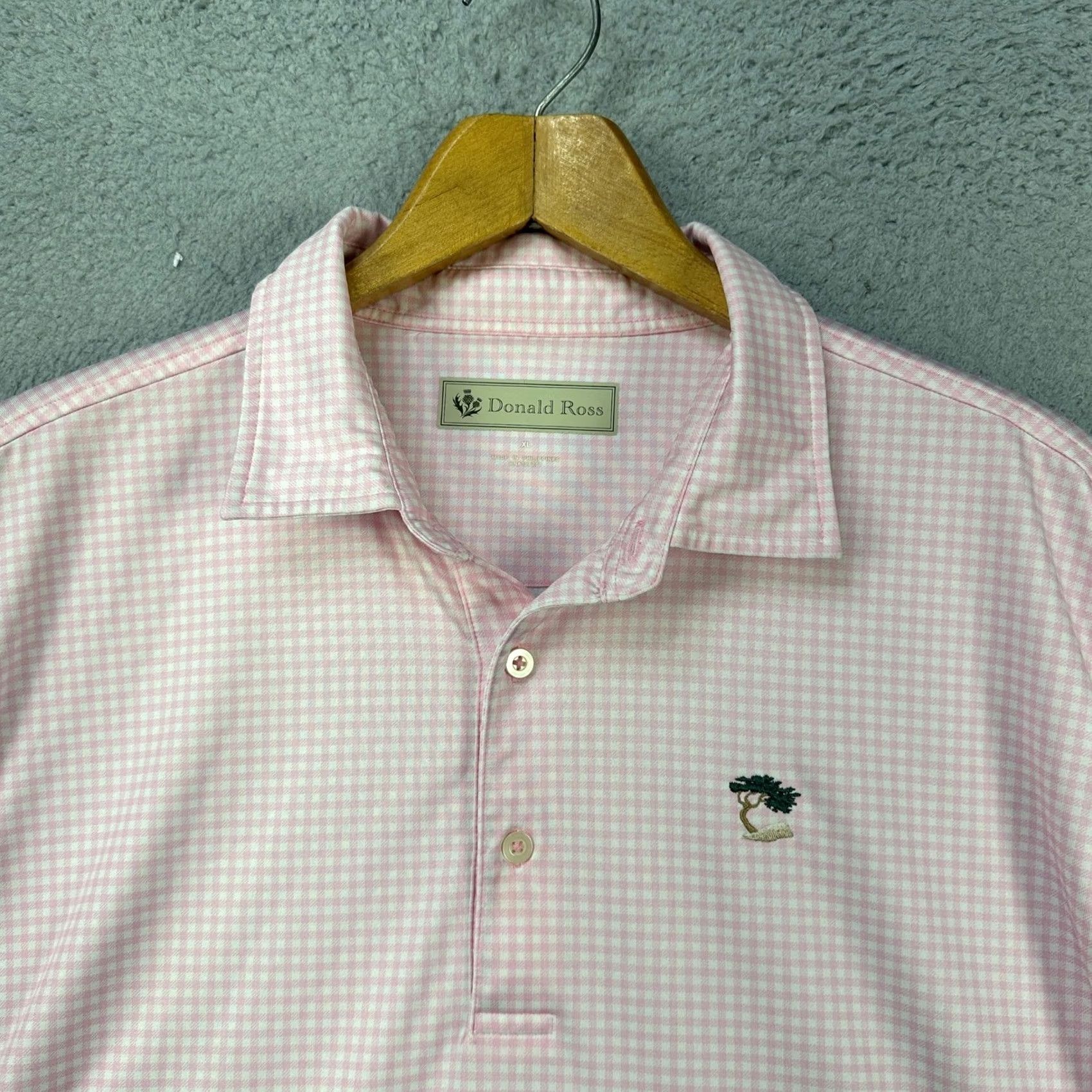 Vintage Donald Ross Polo Shirt Men XL Pink Check Rugby Logo Cypruss Point Golf Club Short Sleeve Golfing Shirt Size US XL / EU 56 / 4 - 2 Thumbnail