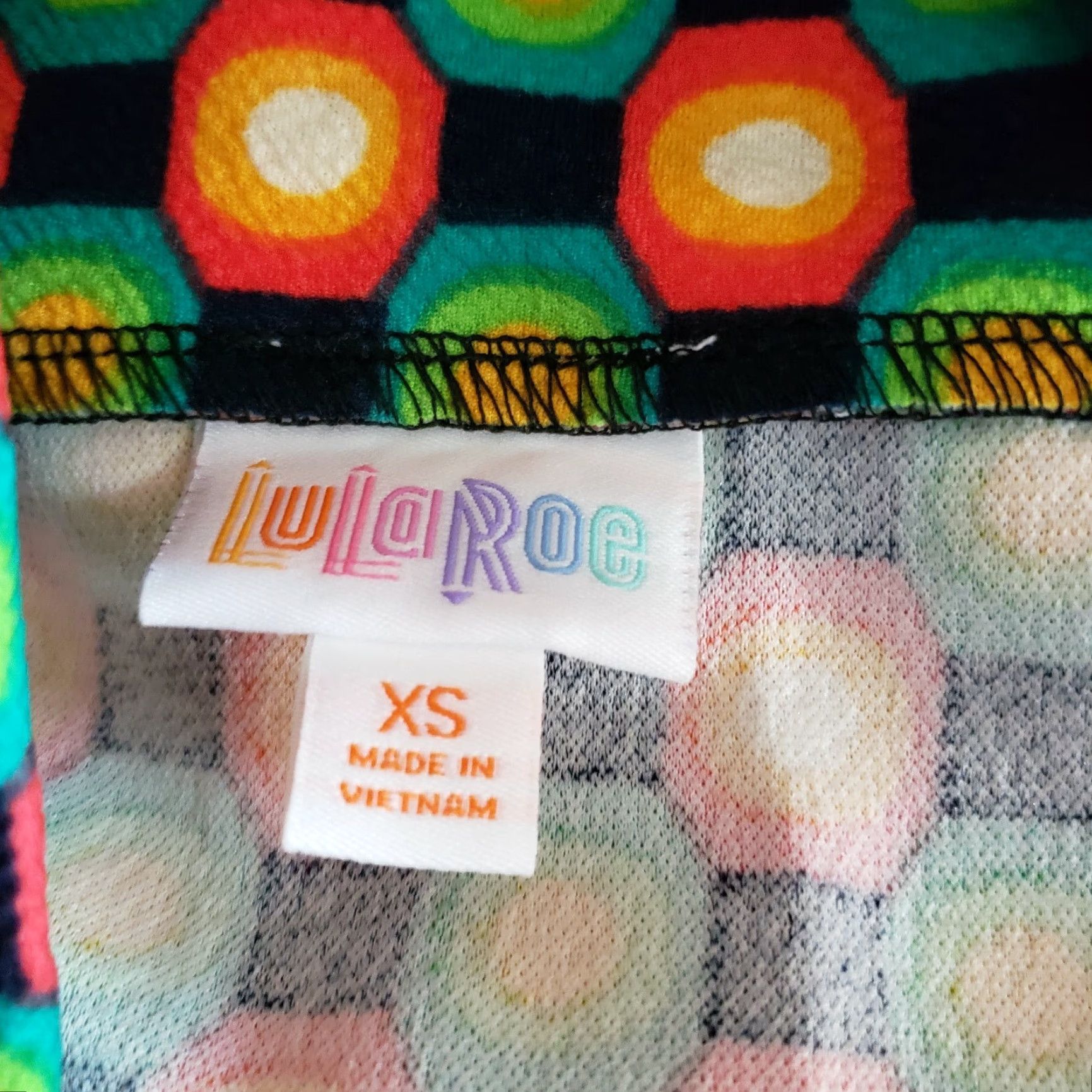 Vintage LuLaRoe Cassie Skirt XS Green Orange Geometric Pull On Pencil Knee Length Womens Size 26" / US 2 / IT 38 - 3 Thumbnail