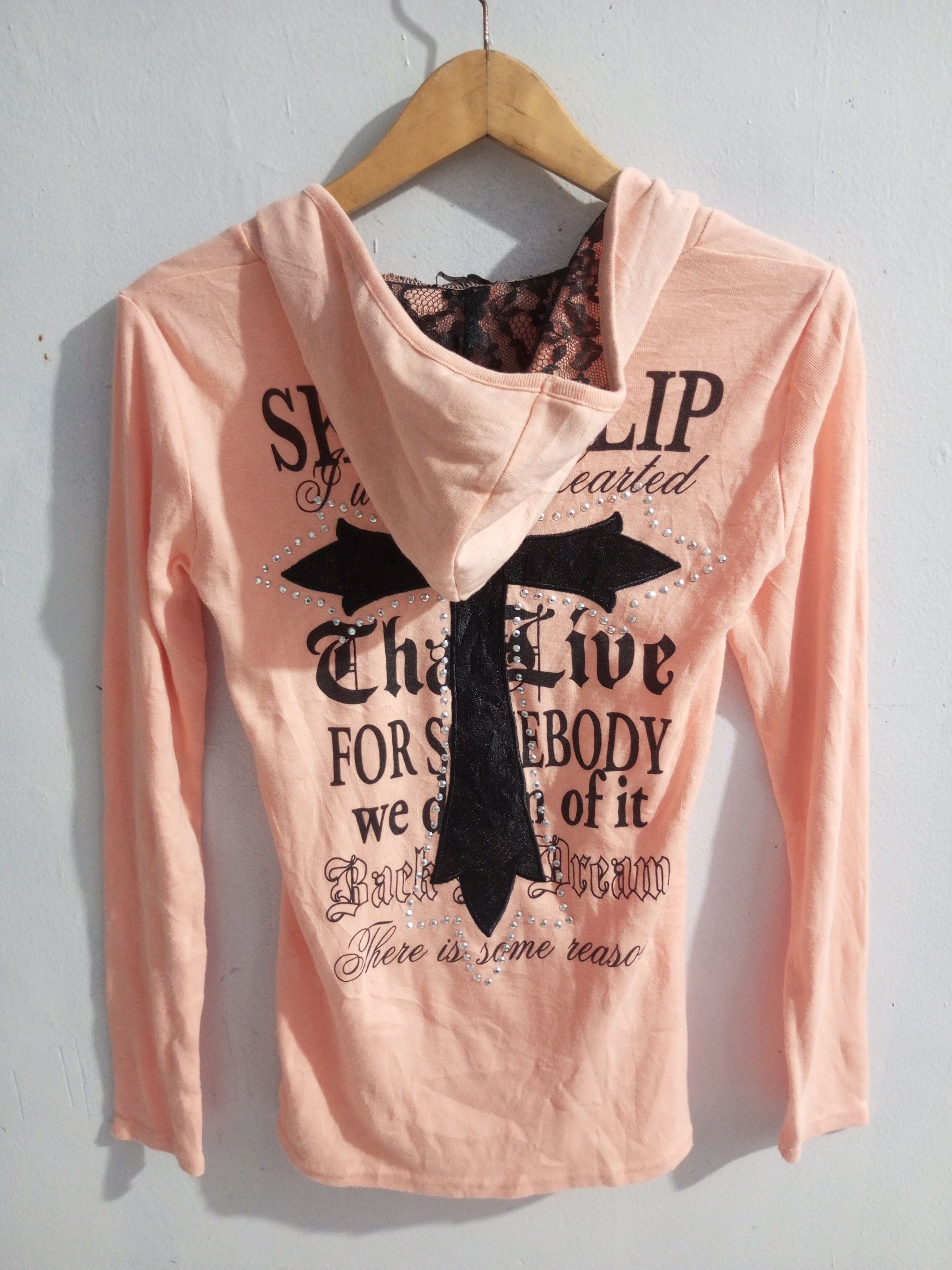 If Six Was Nine × Japanese Brand × Le Grande Bleu (L.G.B.) Vintage skinny lip embroidery cross hoodie Size S / US 4 / IT 40 - 2 Thumbnail