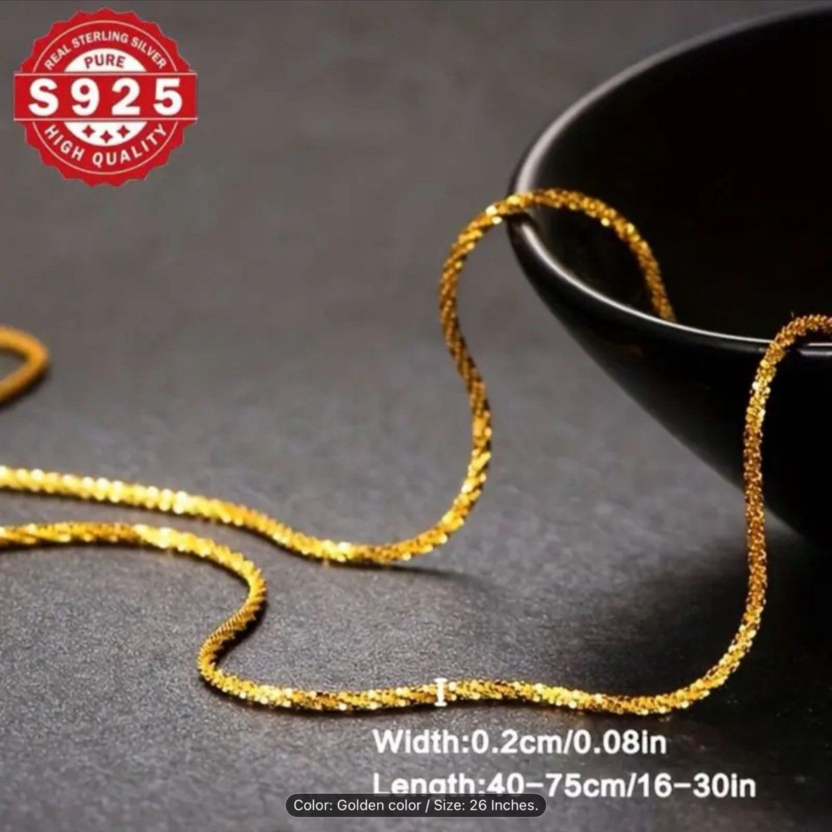 Designer Elegant 925 Sterling Silver Gold 26” Sparking Paaving Should Size ONE SIZE - 1 Thumbnail