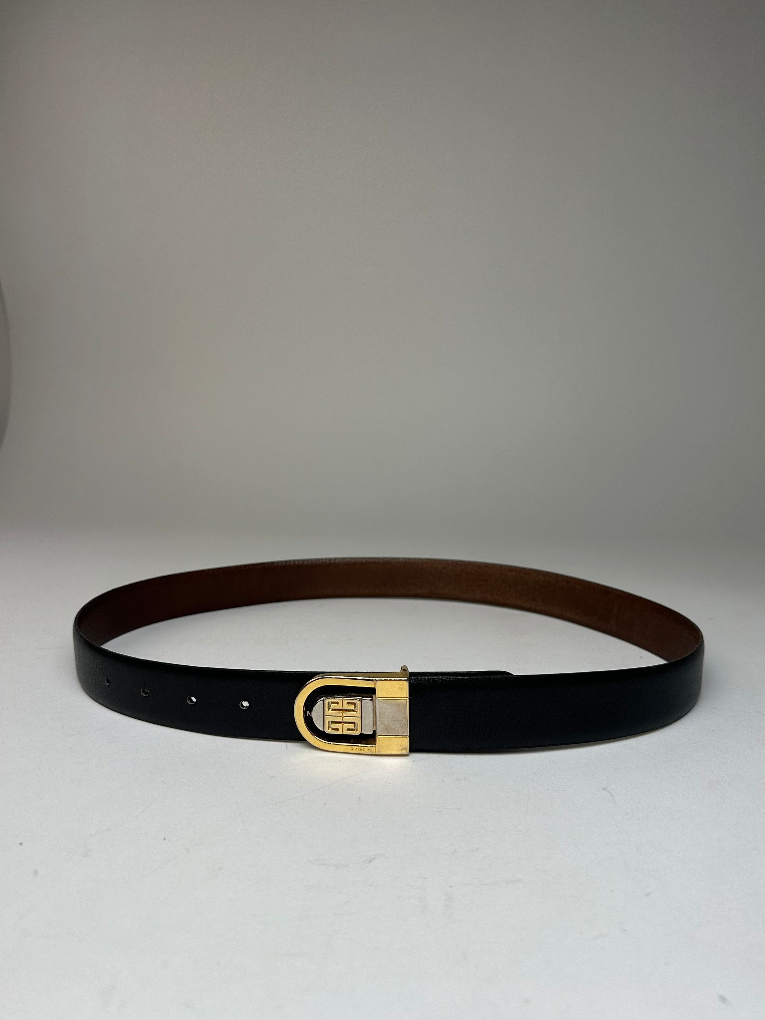Other Vintage Givenchy Leather Belt Black Brown Size ONE SIZE - 1 Thumbnail