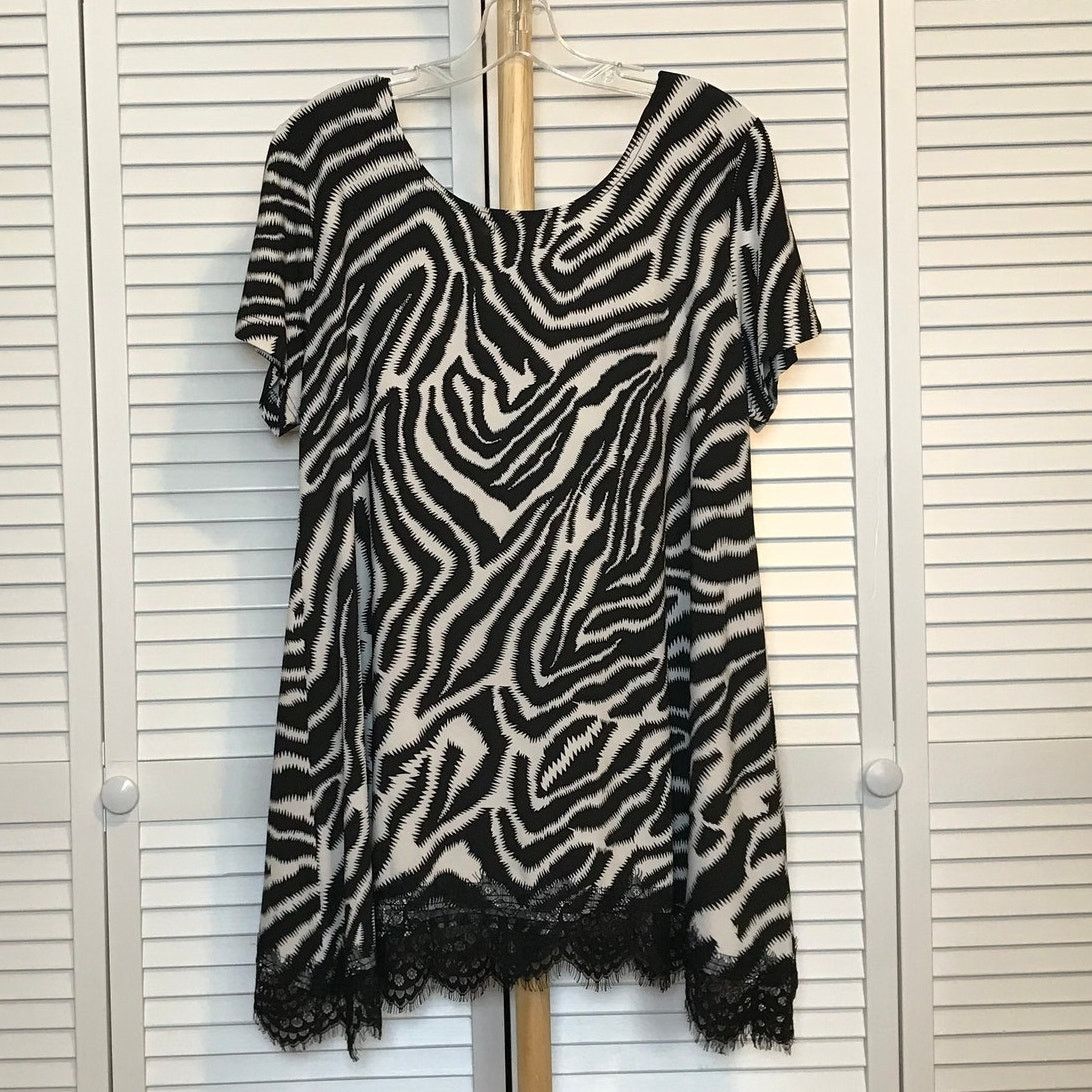 Other Isabel Zebra Scoop Neck Short Sleeved Mini Shift Dress XL Size XL / US 12-14 / IT 48-50 - 2 Thumbnail