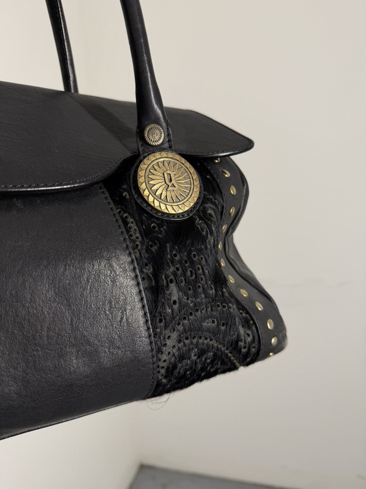 John Galliano Vintage 00s John Galliano Pony Hair Leather Handbag Size ONE SIZE - 7 Thumbnail