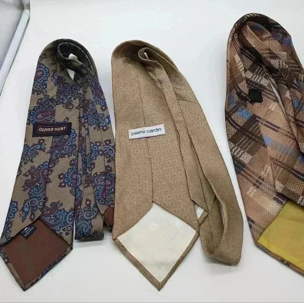 Pierre Cardin 3 Vintage Tan ties Pierre Cardin Oliver Hunt Unbranded cool Size ONE SIZE - 2 Thumbnail