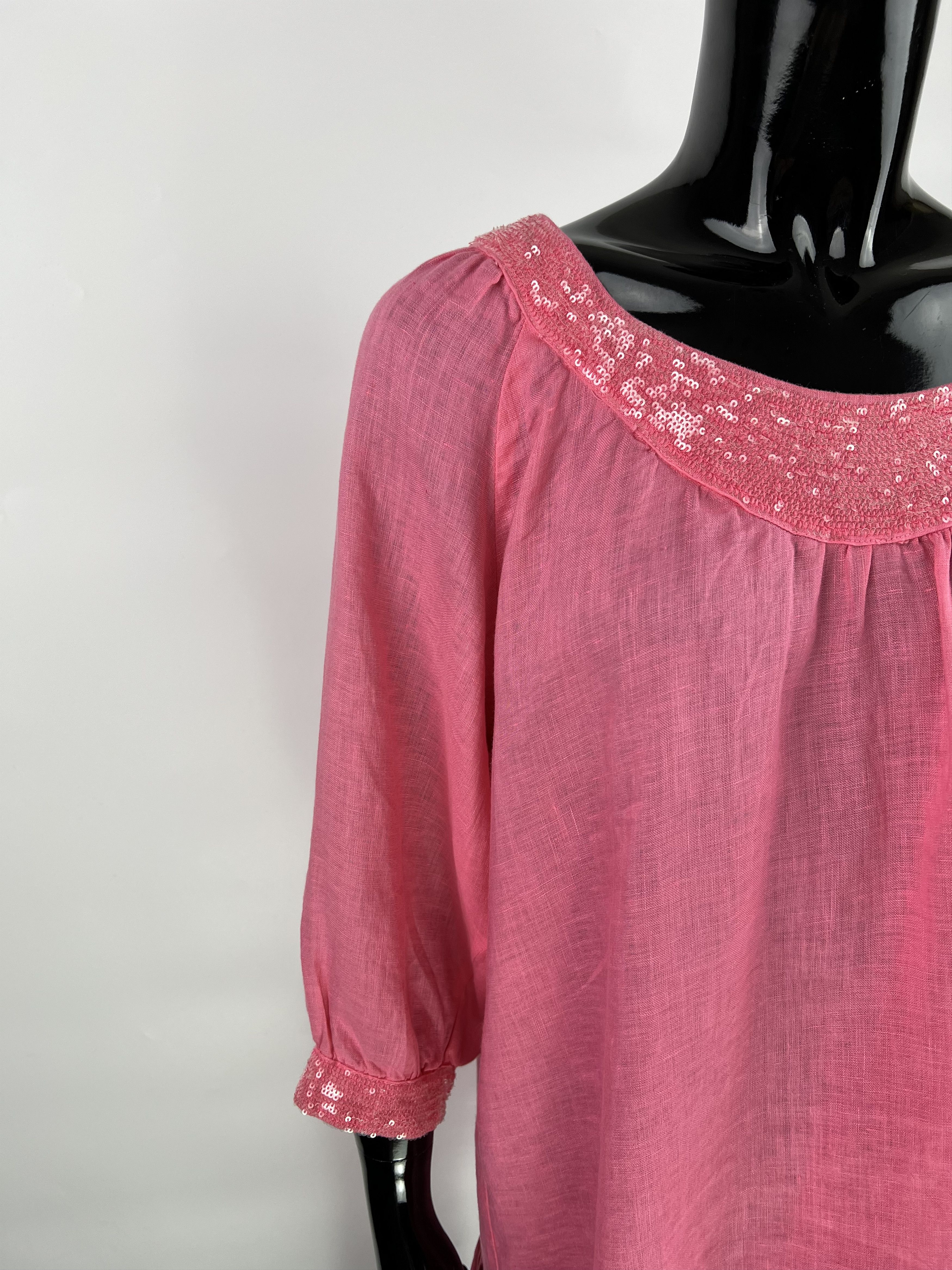 120% Lino 120% Lino Pink Sequins 3/4 Sleeve Short Dress Size IT44 Size M / US 6-8 / IT 42-44 - 4 Thumbnail