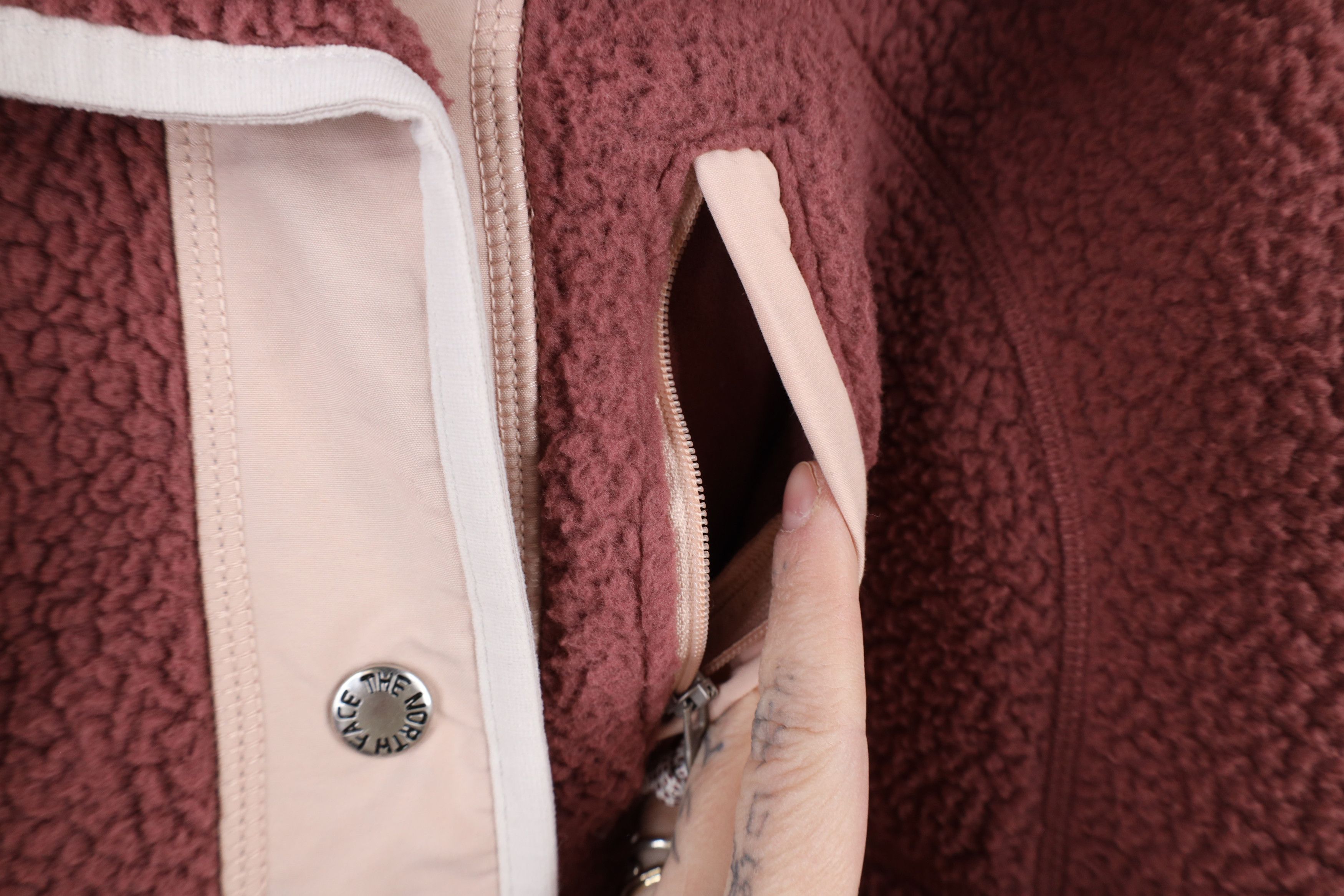 The North Face × Vintage The North Face Spell Deep Pile Fleece Full Zip Jacket Pink Size S / US 4 / IT 40 - 9 Thumbnail