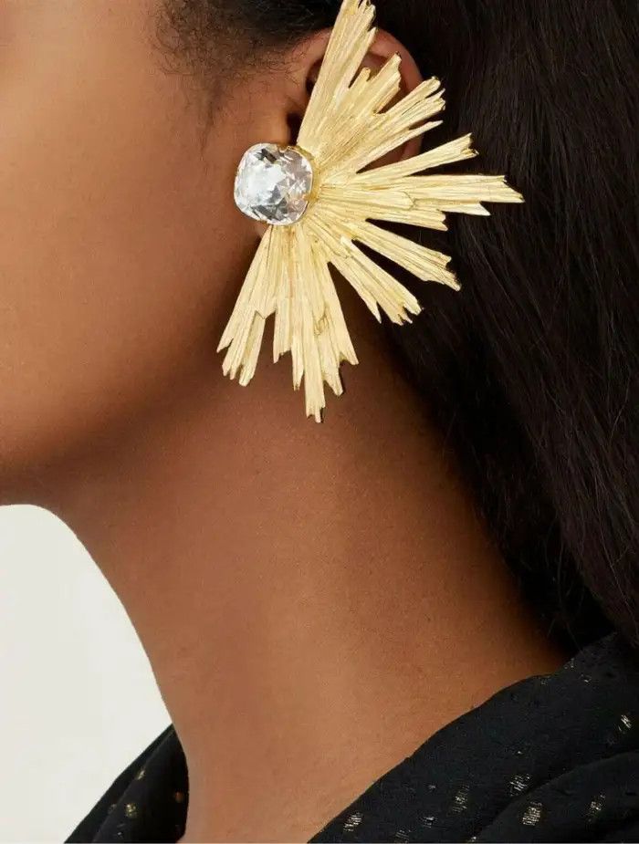 Saint Laurent Paris o1tp1o1224 Size: OS/Crystal Sunrice Earrings in Golden Size ONE SIZE - 2 Thumbnail
