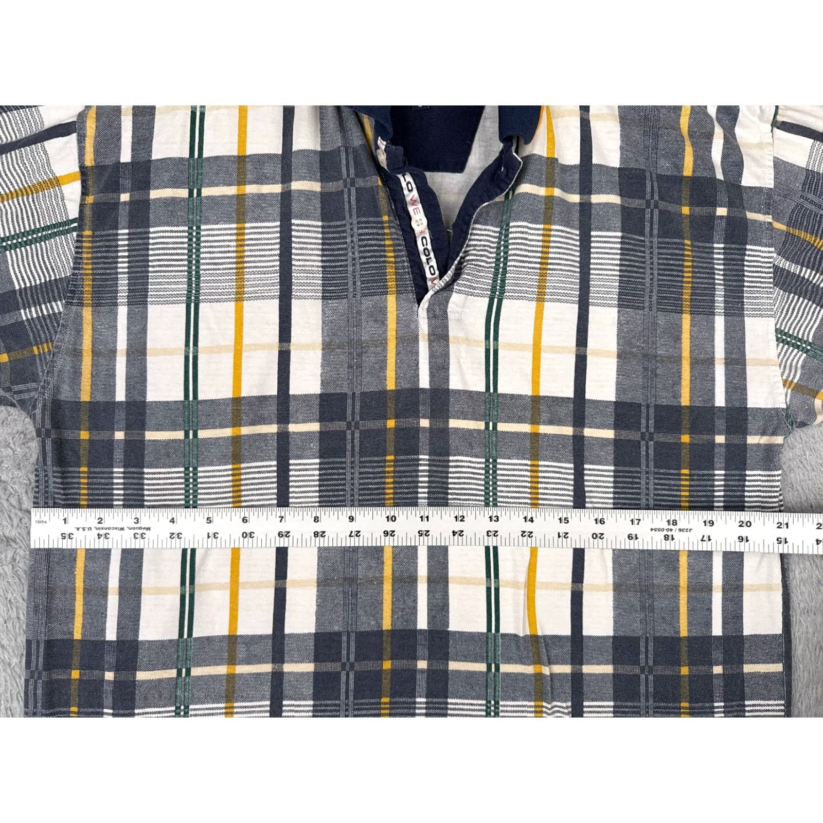 Vintage VINTAGE Colowear America Polo Shirt Men L White Yellow Black Plaid Cotton Shirt Polo Colowear America Men L White Plaid Cotton Size US L / EU 52-54 / 3 - 7 Thumbnail