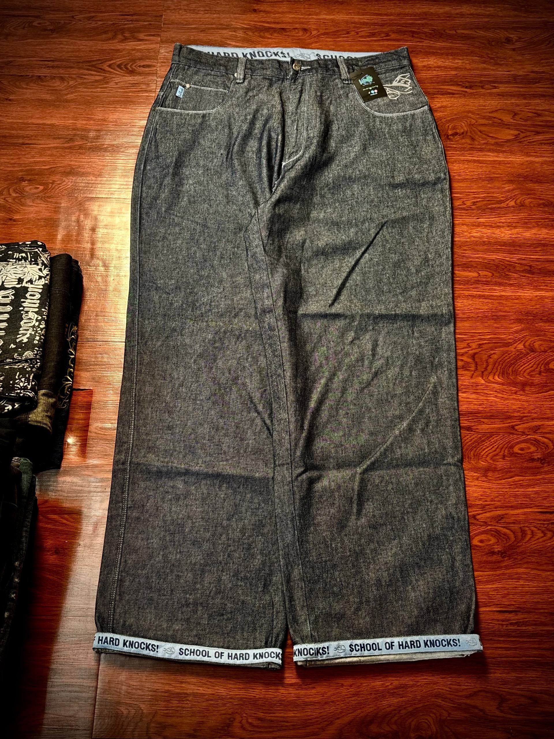 JNCO Vintage 00s SOHK Bulldogs Lace Back Hit Logo Denim Pants Size US 38 / EU 54 - 3 Thumbnail