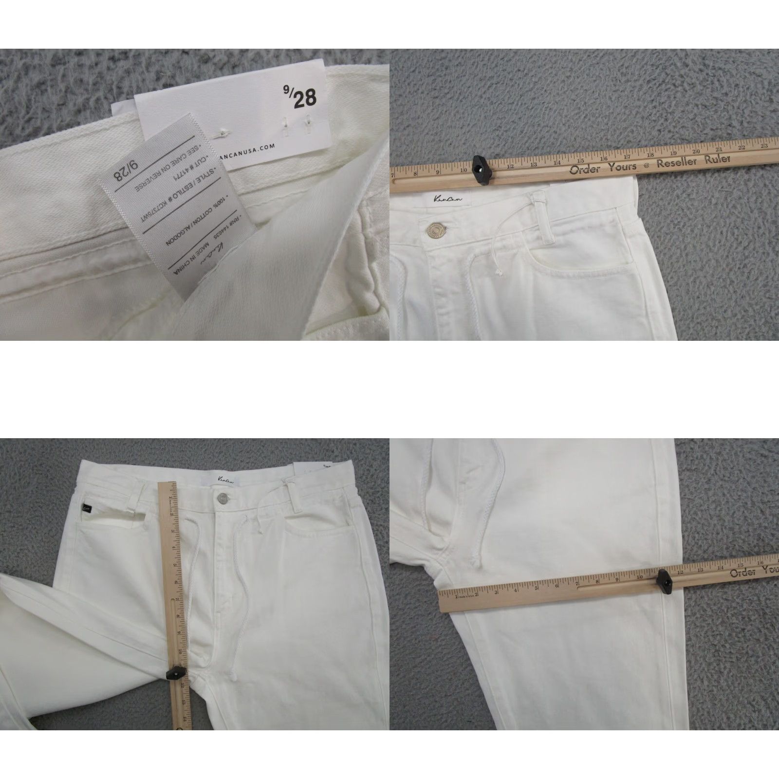 Vintage Kancan Women's Jeans Drawstring White Denim Relaxed Fit 9/28 Size Stretch NEW Size 30" / US 8 / IT 44 - 8 Thumbnail