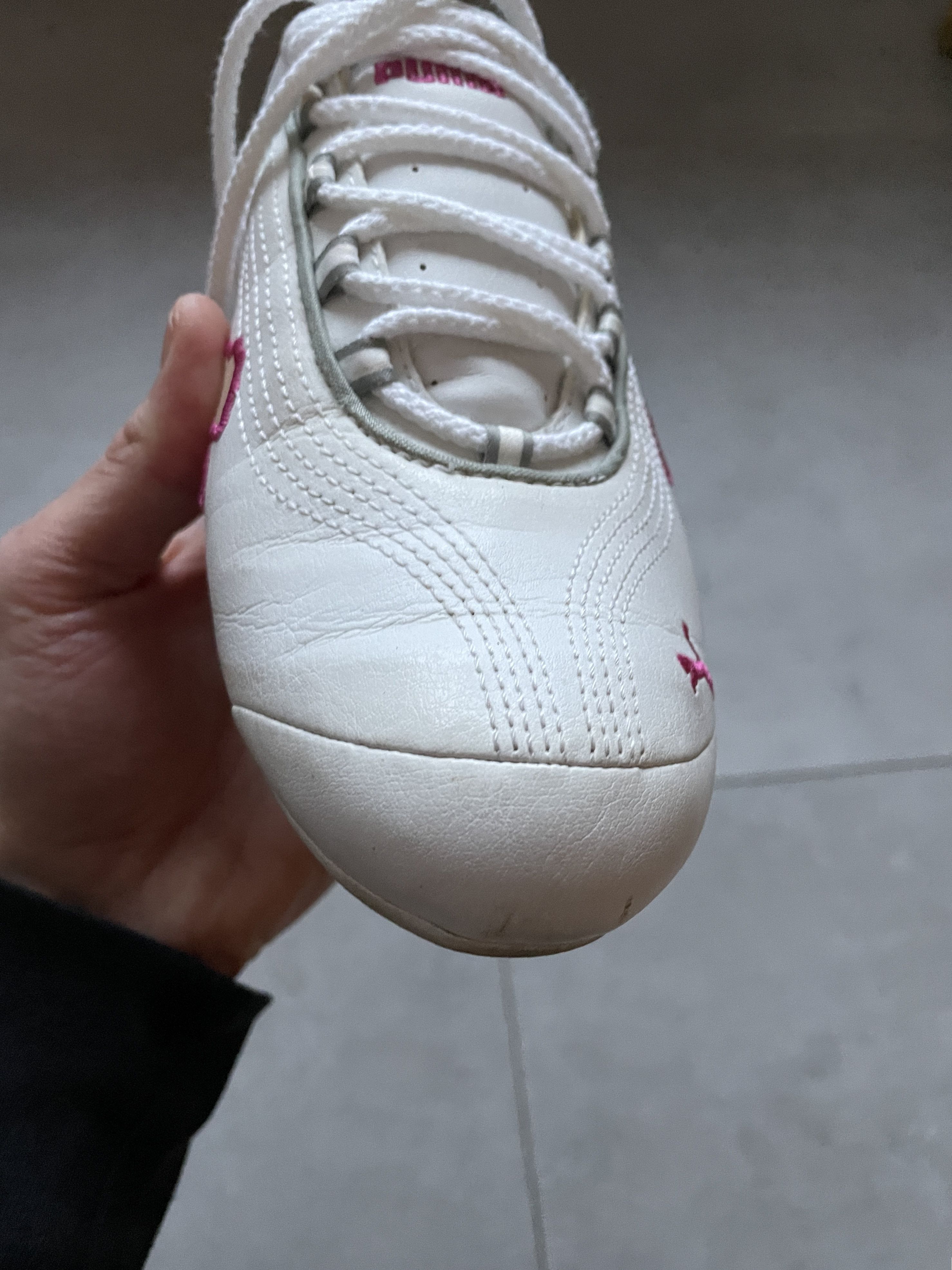 Puma VINTAGE Y2K PUMA WHITE PINK LEATHER ASANA MOSTRO SNEAKERS Size US 7.5 / IT 37.5 - 7 Thumbnail