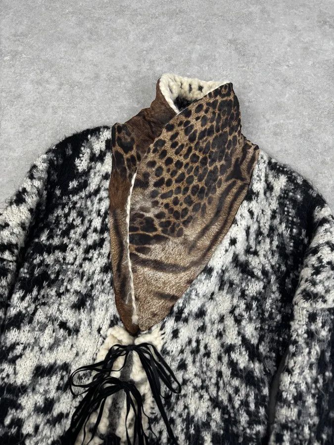 Roberto Cavalli 2000s Roberto Cavalli Black & White Leopard Wool Cardigan Jacket Size S / US 4 / IT 40 - 6 Thumbnail