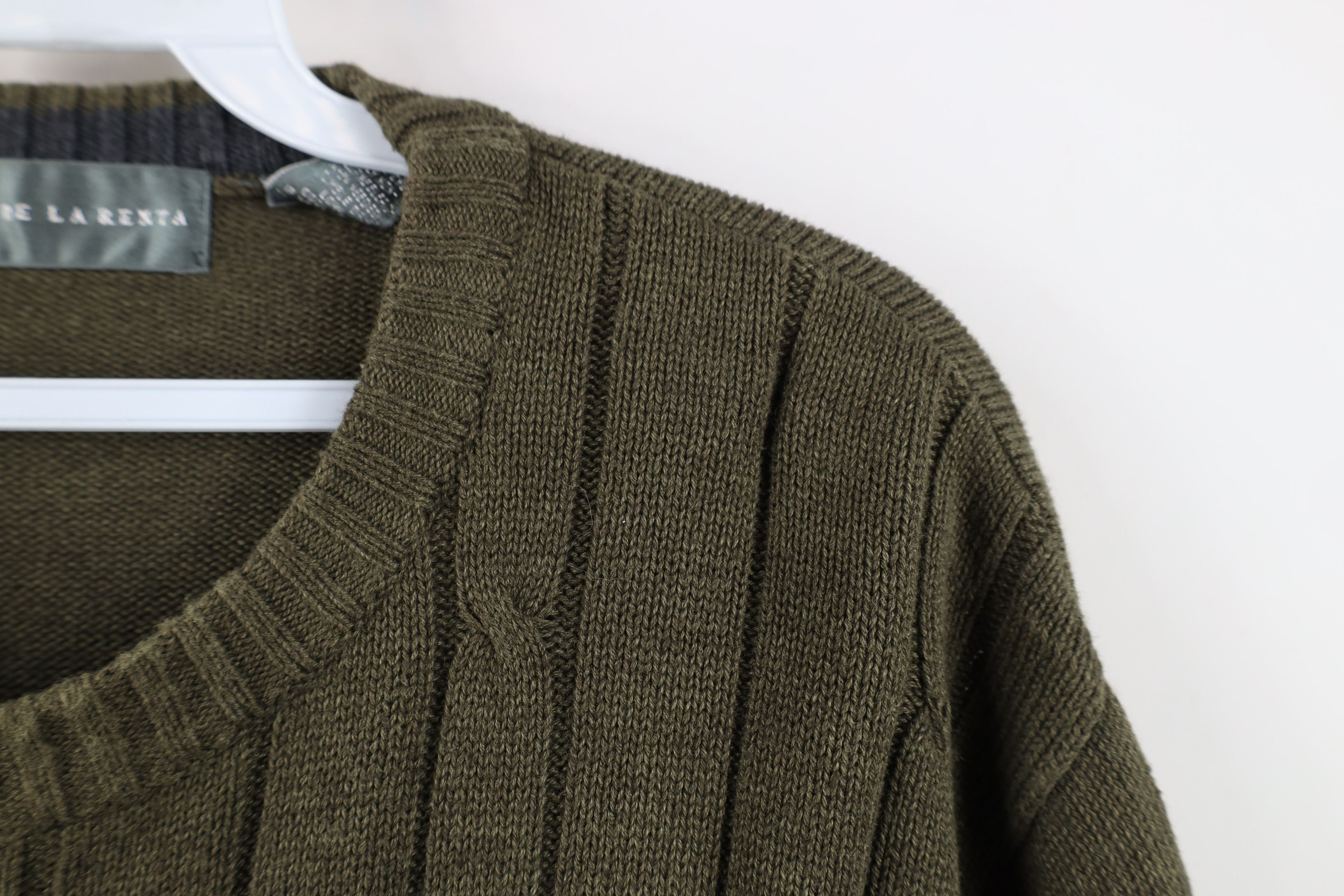 Vintage Vintage 90s Streetwear Blank Chunky Cable Knit Sweater Green Size US L / EU 52-54 / 3 - 4 Thumbnail