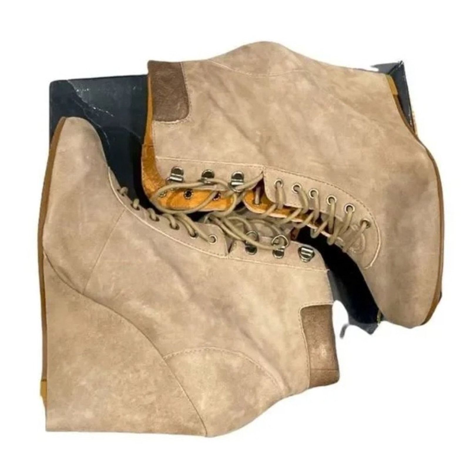 Other POUR LA VICTOIRE Lang Tan Laced Wedge Platform Boots Booties Size US 8.5 / IT 38.5 - 6 Thumbnail