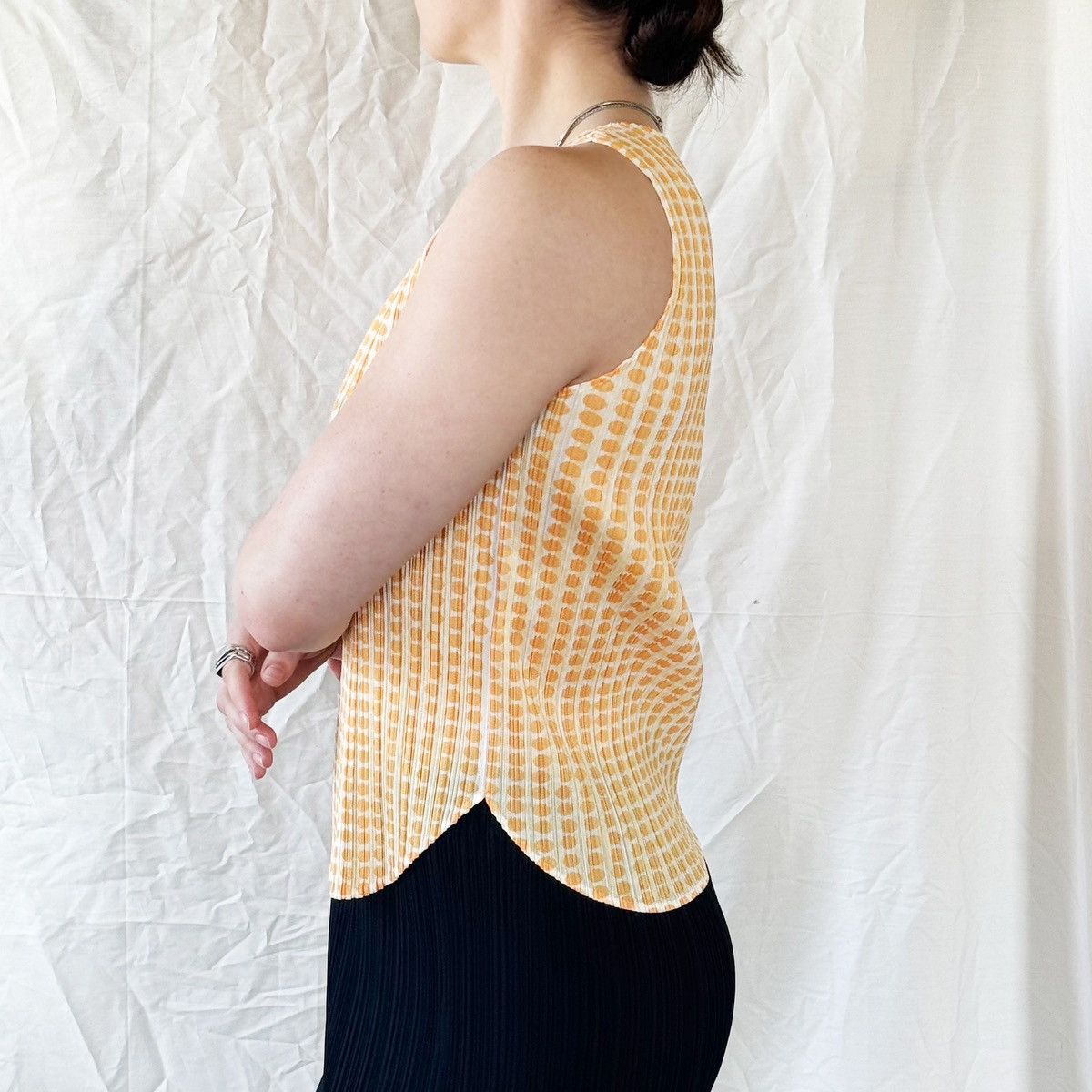 Issey Miyake × Pleats Please Issey Miyake Pleats Please SS 2001 Yellow Dot Tanks Size M / US 6-8 / IT 42-44 - 3 Thumbnail