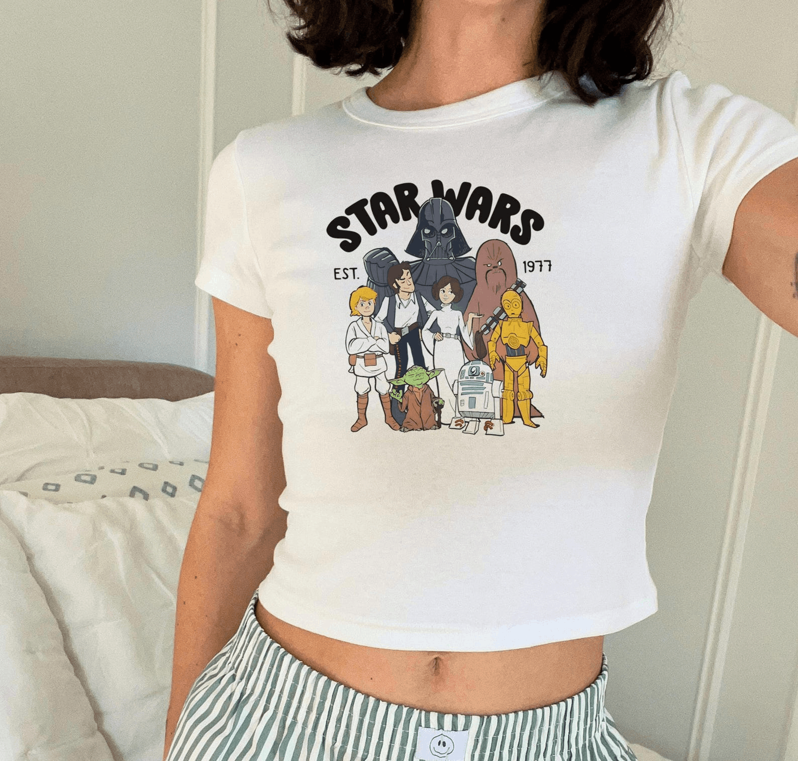 Other 1977 Crop Tank – Girls Leia & Chewbacca Baby Tee Size S / US 4 / IT 40 - 3 Thumbnail