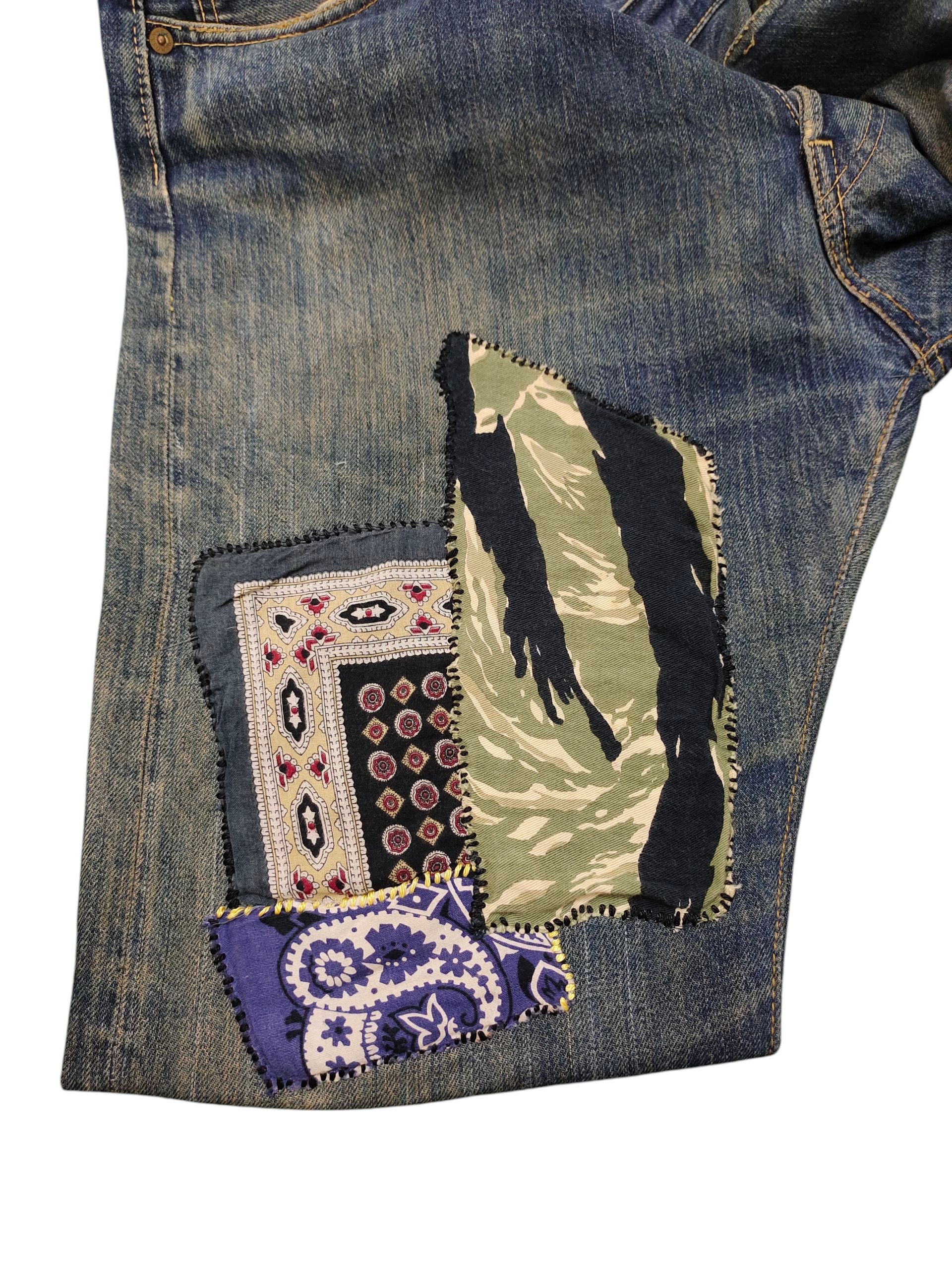 Studio D'Artisan 1990s Studio D' Artisan Selvedge Patchwork Distress Jeans Size US 32 / EU 48 - 14 Thumbnail