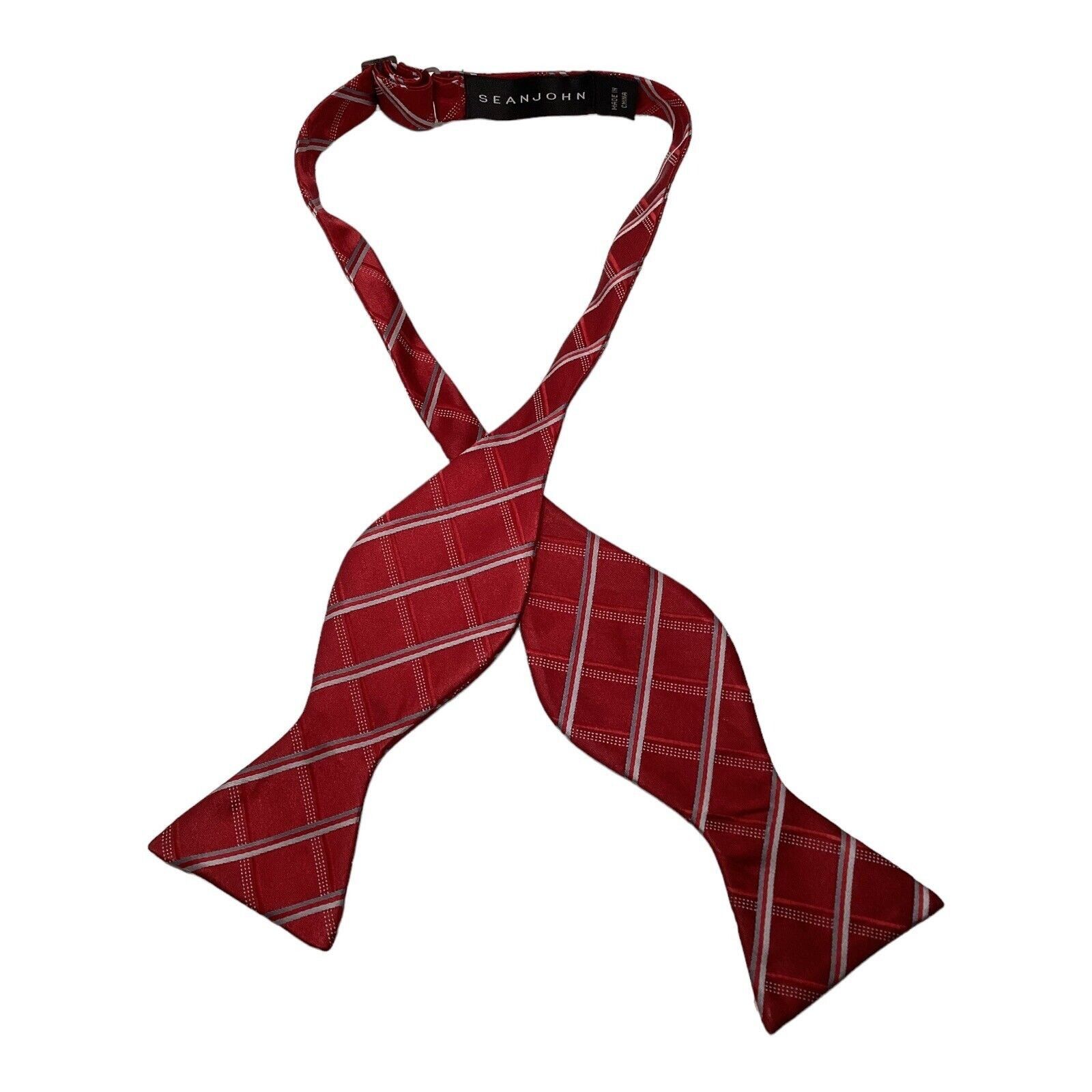 Sean John SEAN JHON Red Plaids & Cheks Adjustable Self Bow Tie Polyest Size ONE SIZE - 1 Thumbnail