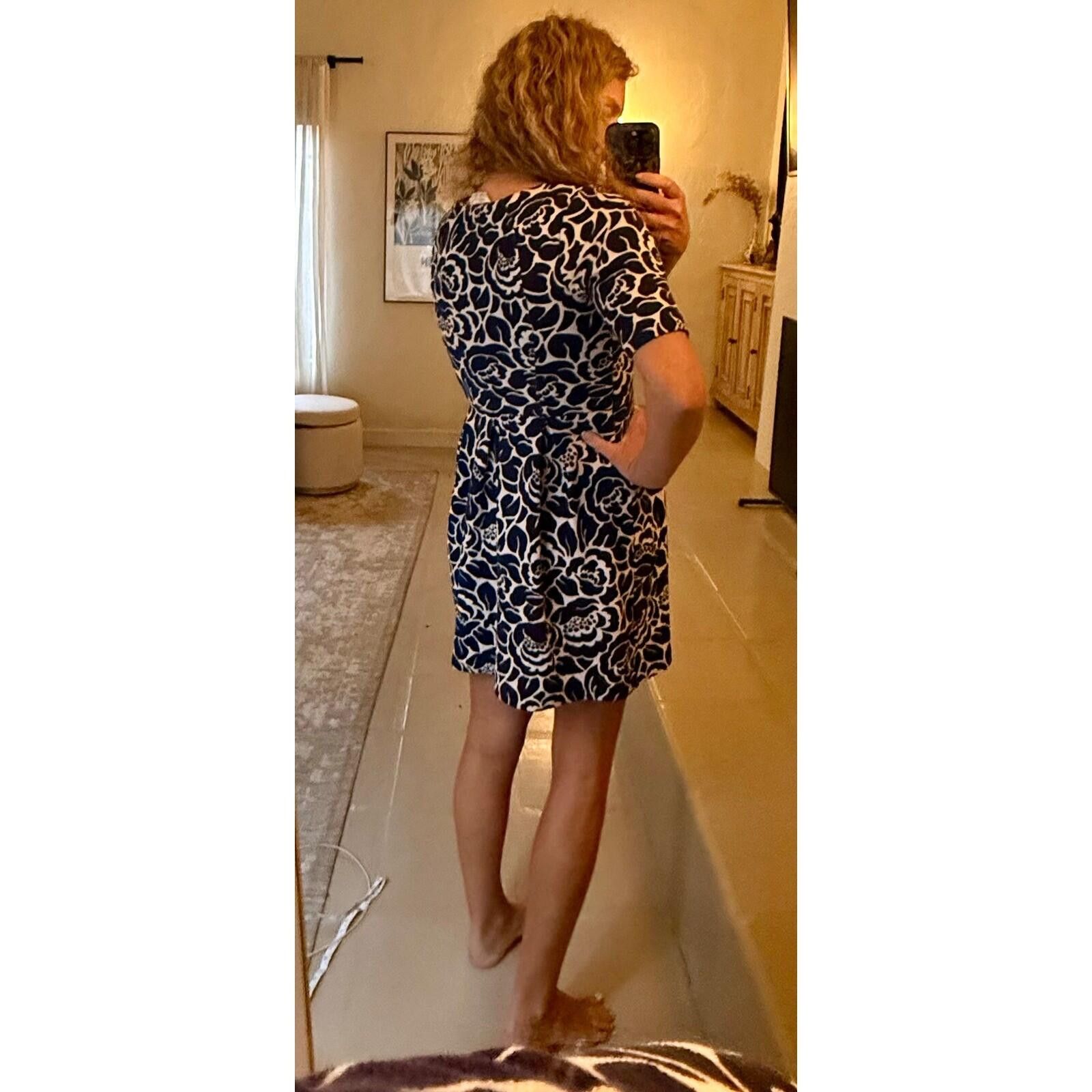 Boden Boden Navy Blue Floral Fit & Flare Dress Short Sleeve Size 8 Size M / US 6-8 / IT 42-44 - 3 Thumbnail