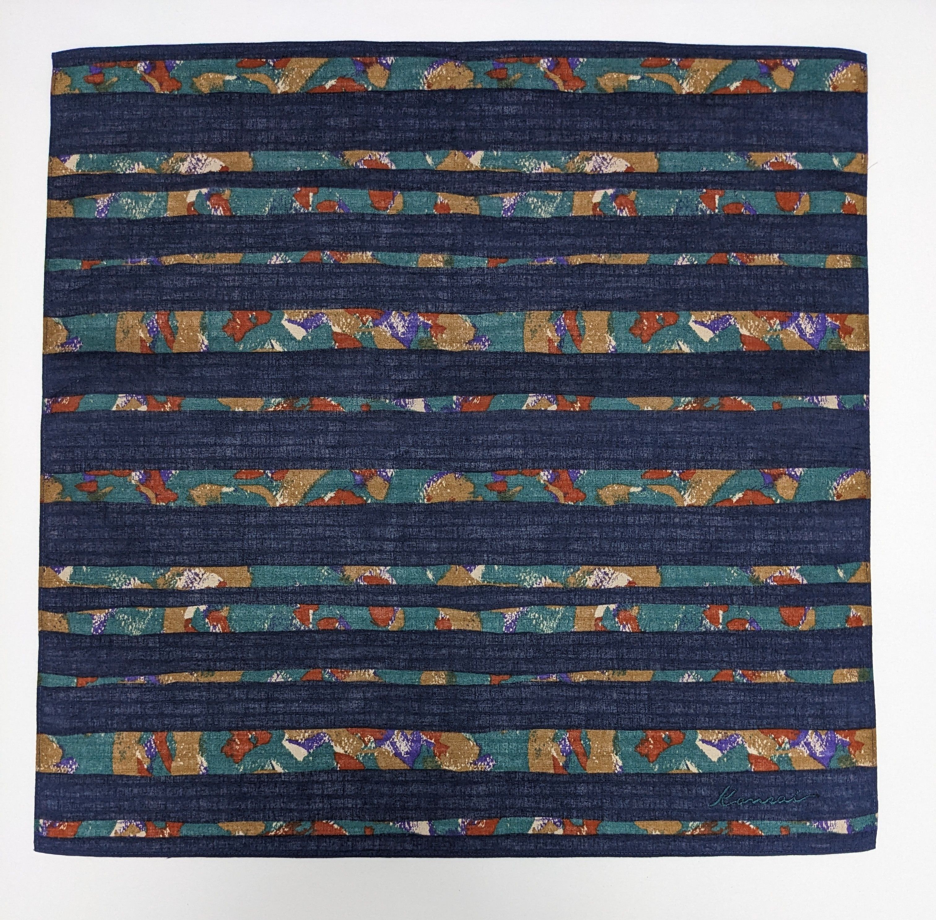 Kansai Yamamoto Kansai Yamamoto Navy Blue Abstract Striped Handkerchief Size ONE SIZE - 3 Thumbnail