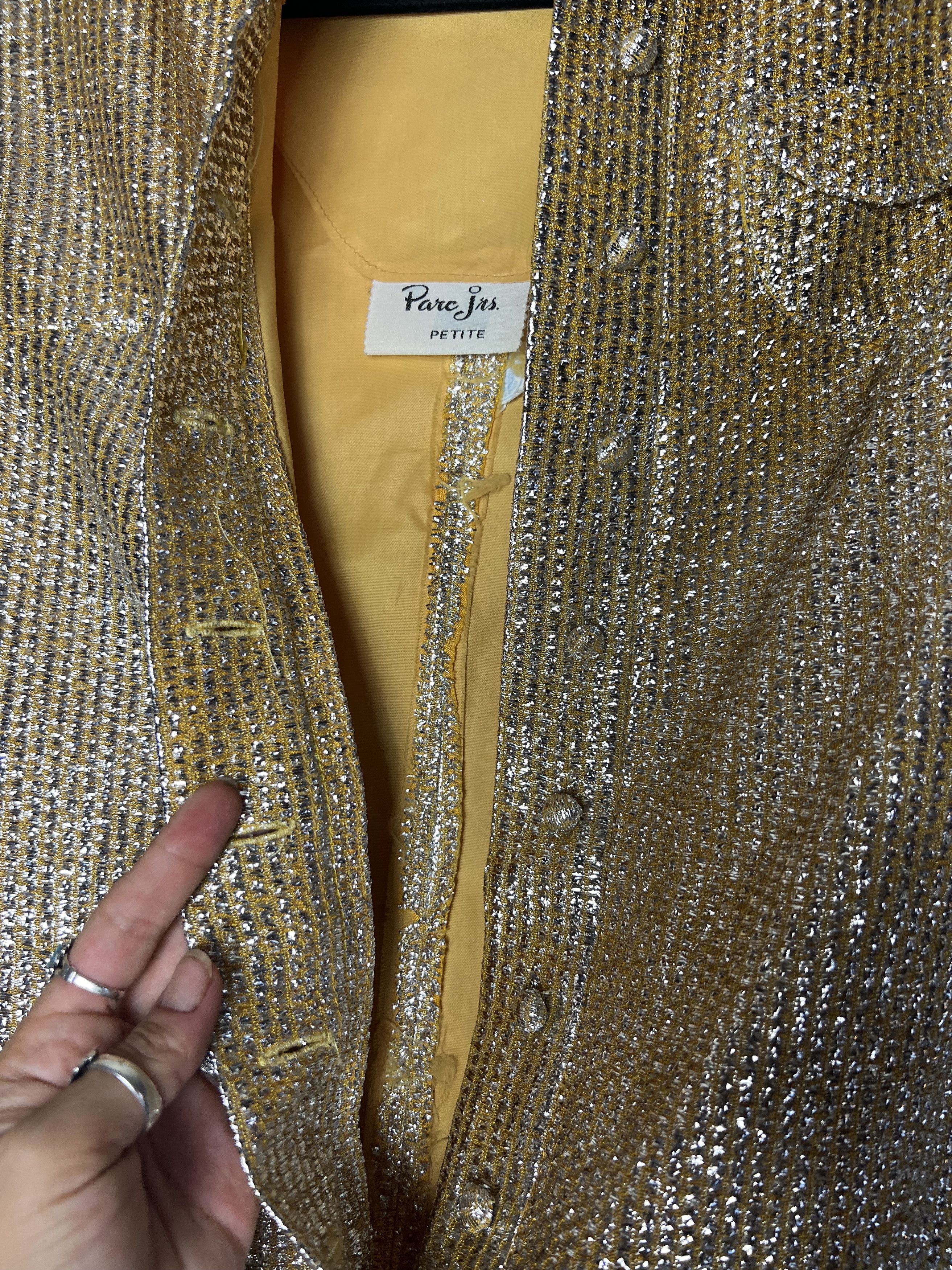 Vintage Vintage 1960's 2pcs. Parc Jr. Silver Metallic Cocktail Dress Size S / US 4 / IT 40 - 4 Thumbnail