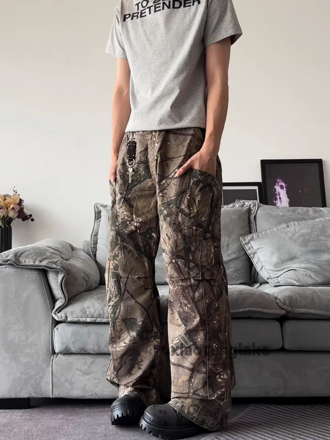 Designer Unisex outdoor utility loose baggy hiphop camo pants Size US 36 / EU 52 - 2 Thumbnail
