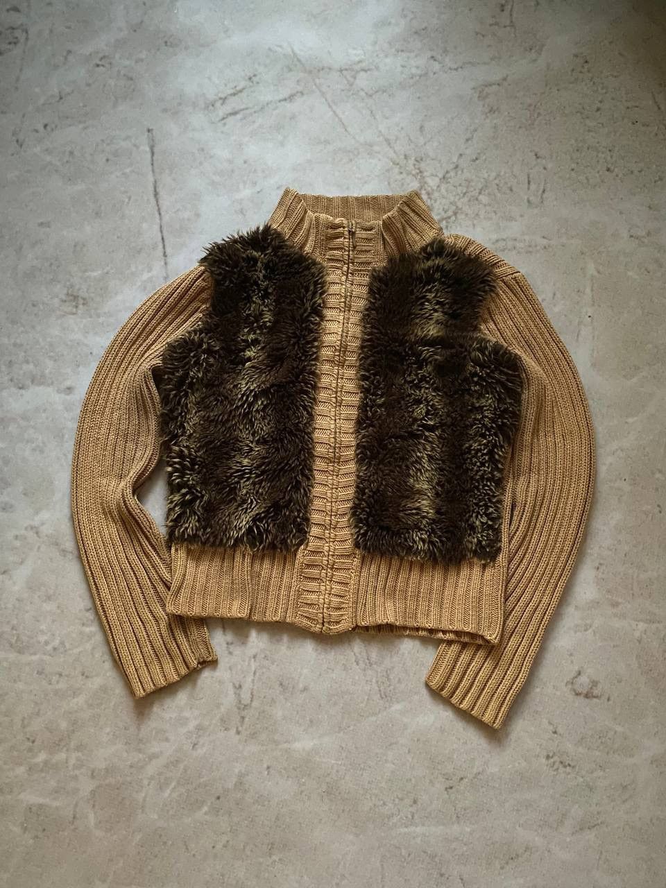Japanese Brand × Vintage Vintage Avant Garde Zip Up Knit Sweater Fur Mohair Japanese Size US S / EU 44-46 / 1 - 3 Thumbnail