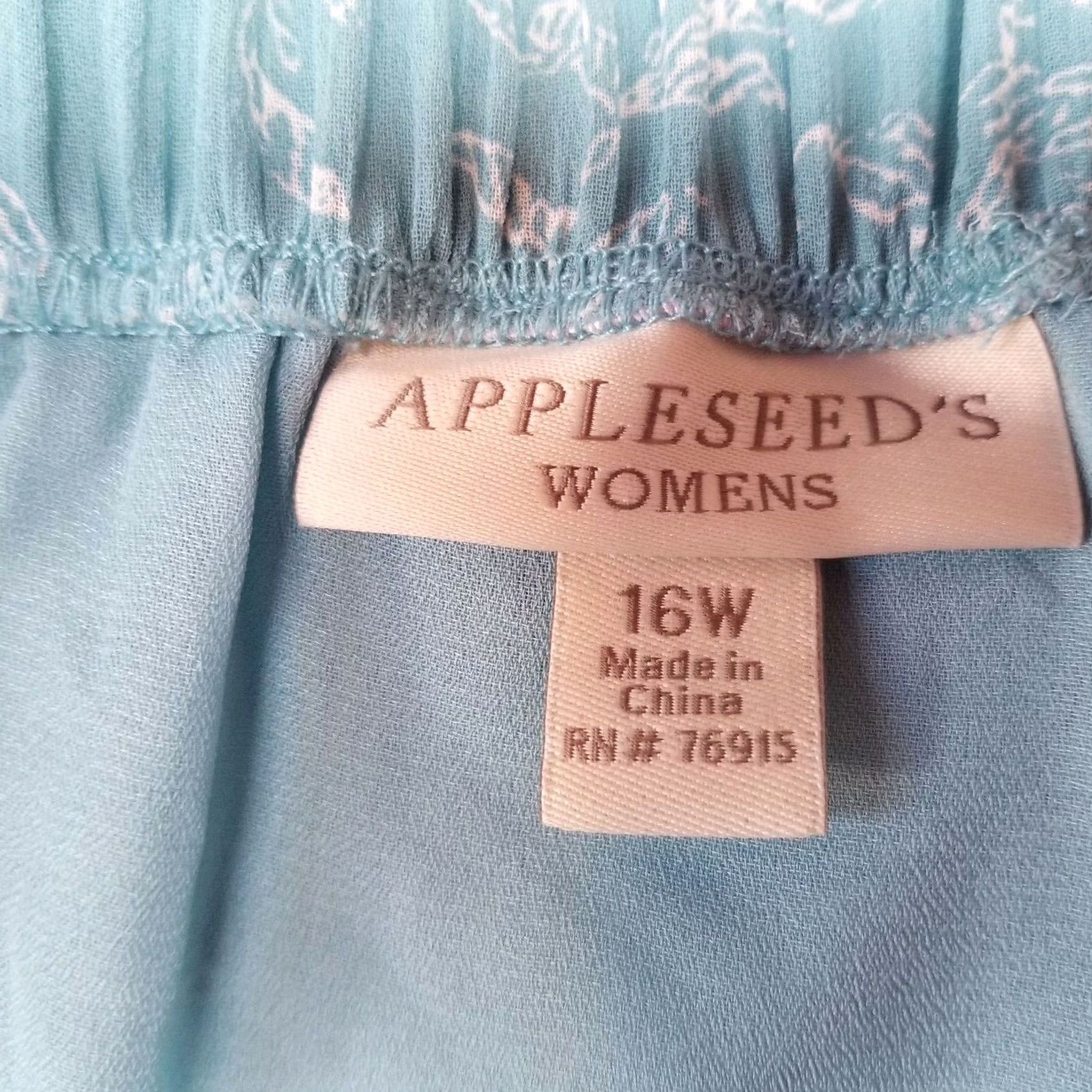Vintage Appleseed's Skirt Floral Pull-On Elastic Waist Size 16W Sky Blue Womens Knee Length Size 38" / US 16 / IT 52 - 3 Thumbnail
