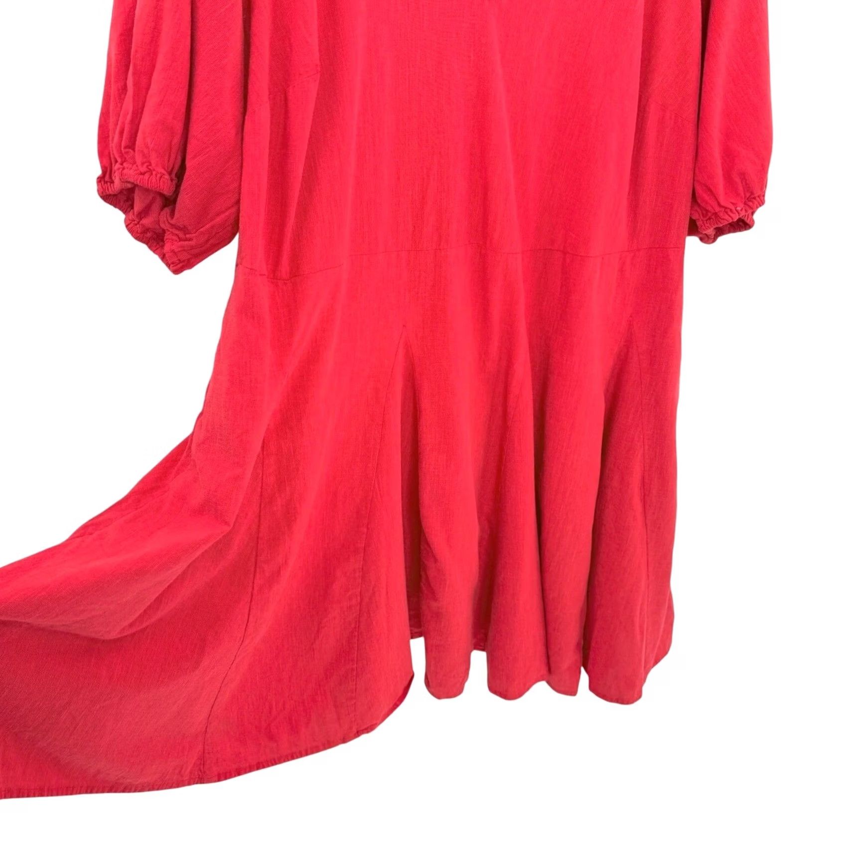 Vintage Universal Thread Dress Womens 2XL Red Neck Puff Sleeve Mini Cotton Rayon Pocketed Size XXL / US 16-18 / IT 52-54 - 4 Thumbnail