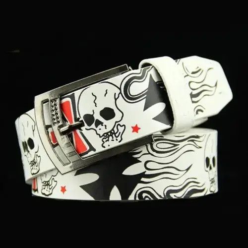Other Skull Skeleton Pattern Pin Buckle Belt Size 30 - 1 Thumbnail