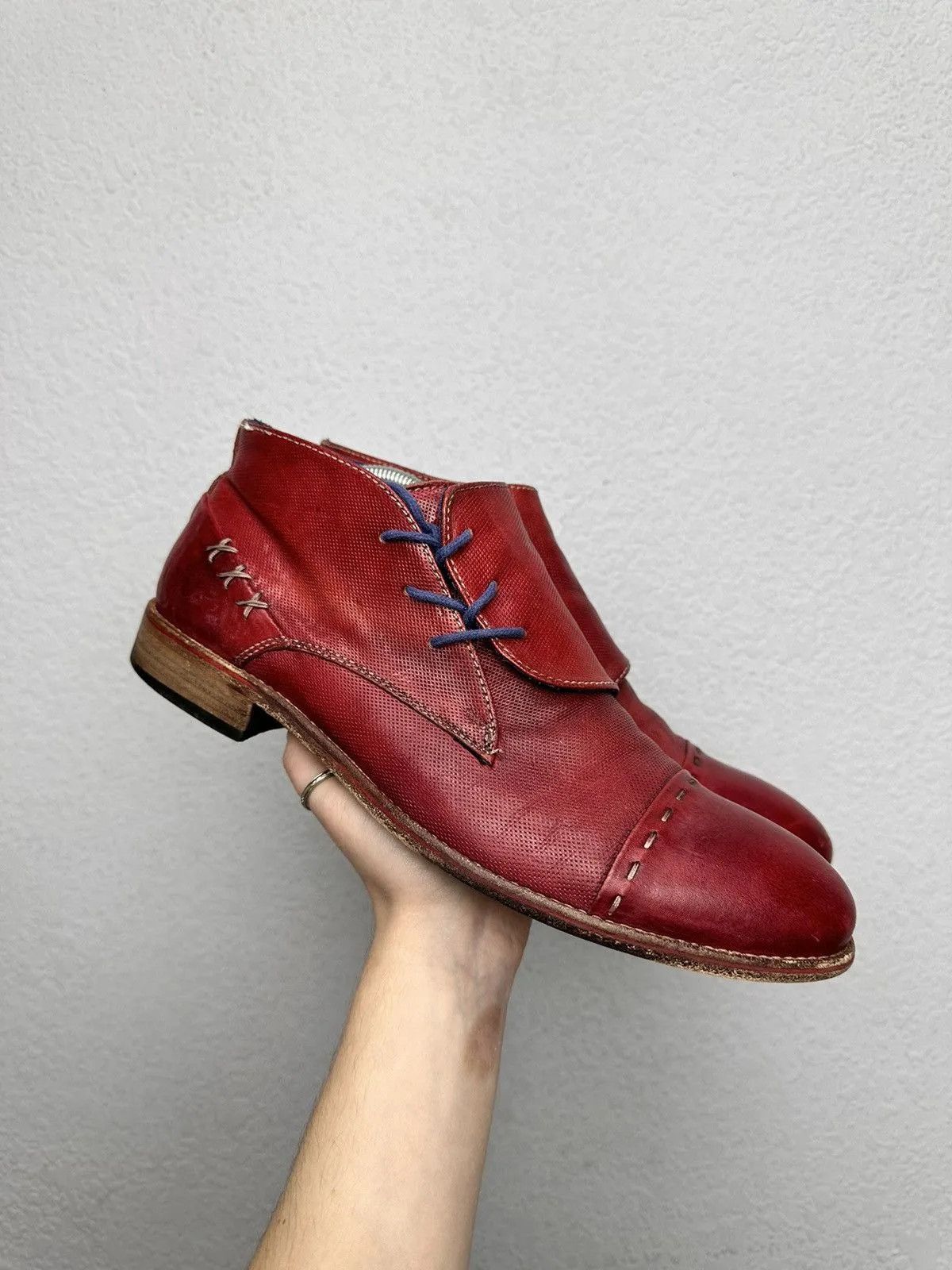 14th Addiction Rare red AS 98 leather lace-up shoes vintage detailed Size US 9 / EU 42 - 12 Thumbnail
