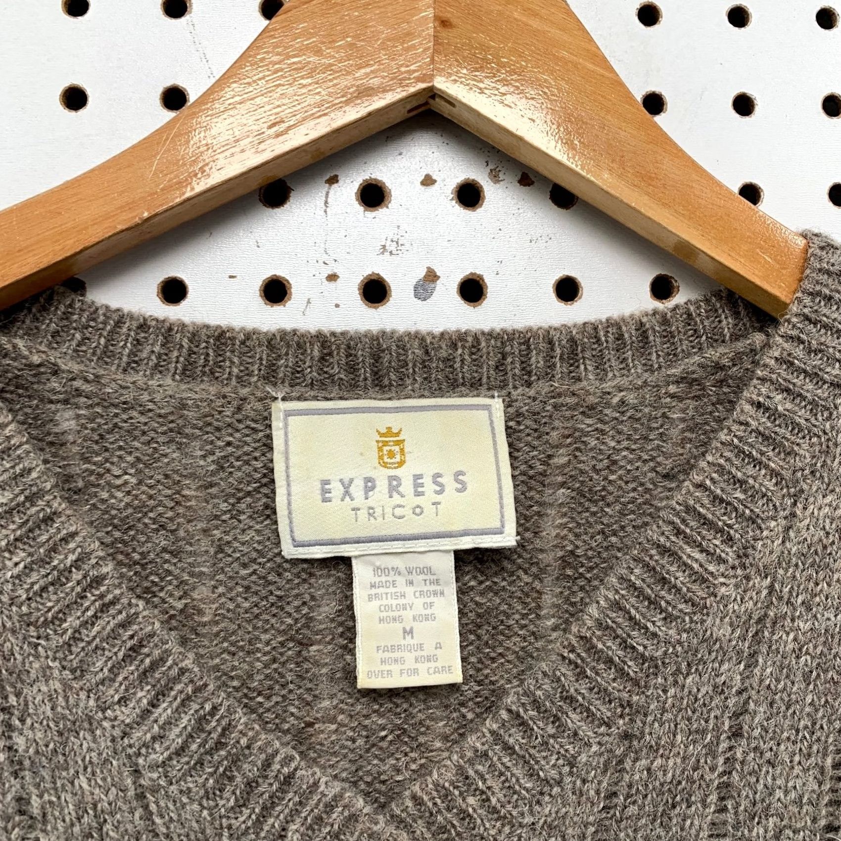 Express Express Tricot Wool Sweater Womens M Brown 100% Wool Hong Kong Vintage Size M / US 6-8 / IT 42-44 - 3 Thumbnail