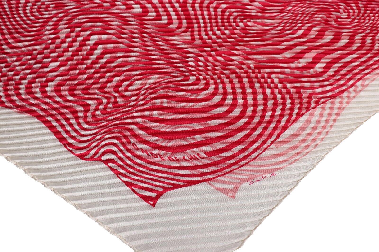 Hermes Hermès Red "Onde de Chic" Dimitri Rybaltchenko Plisse Scarf Size ONE SIZE - 10 Thumbnail
