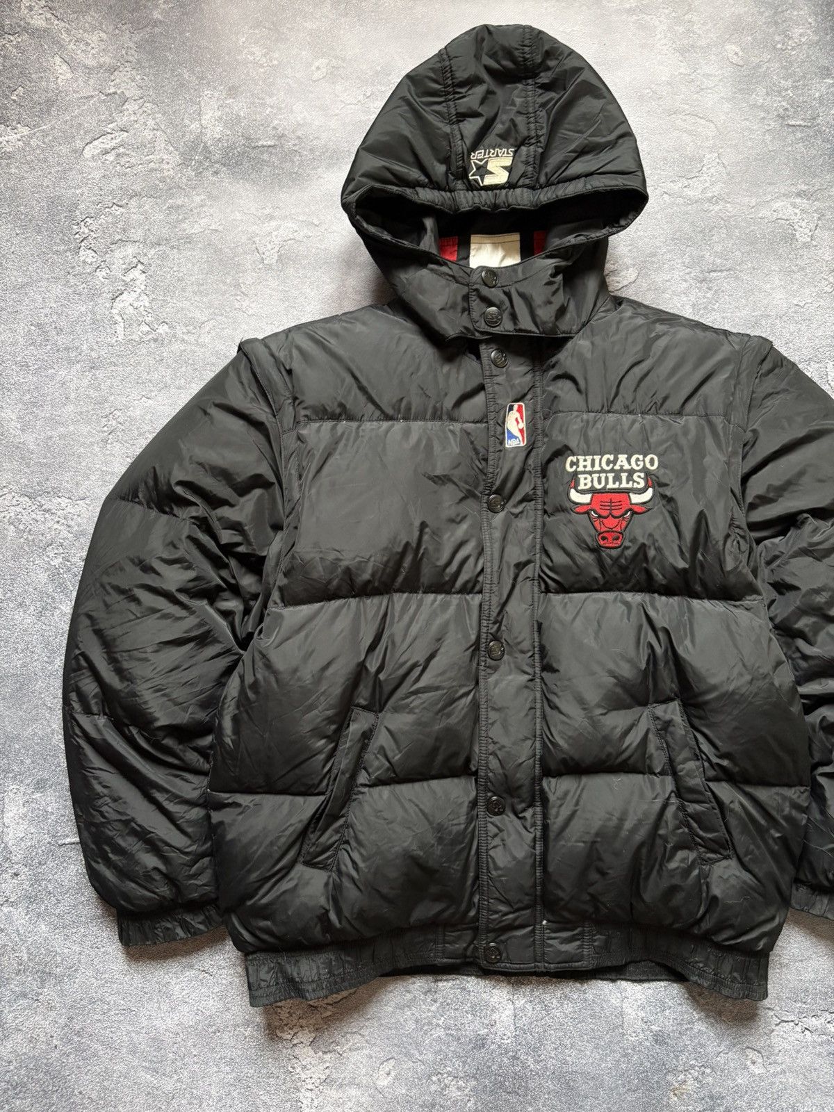 Starter RARE 90s Starter Chicago Bulls NBA Convertible Down Jacket Size US M / EU 48-50 / 2 - 4 Thumbnail