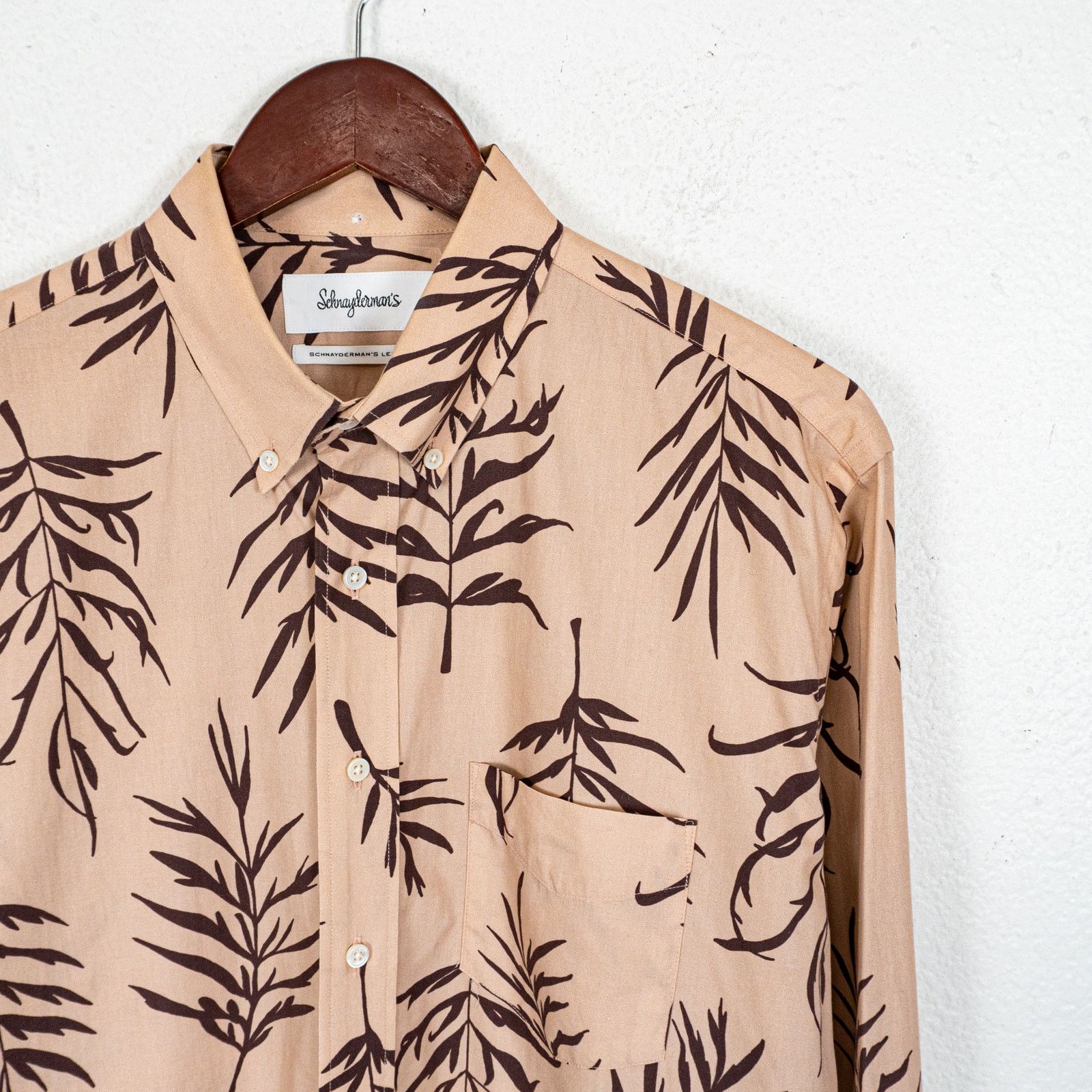 Schnaydermans Schnayderman's Leisure Button Down Shirt Beige Brown leaf Size US M / EU 48-50 / 2 - 4 Thumbnail