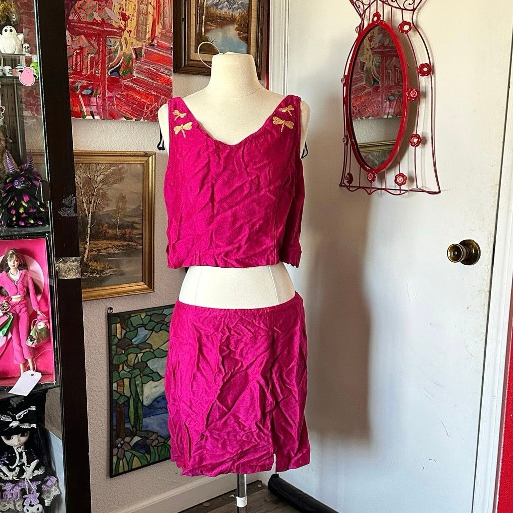 Other mark farrel dark pink dragon fly embroidered two piece set Size XL / US 12-14 / IT 48-50 - 1 Thumbnail