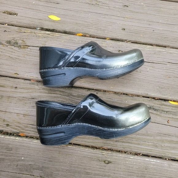 Dansko Dansko Professional Black Silver Metallic Ombre Patent Leath Size US 9.5 / IT 39.5 - 4 Thumbnail