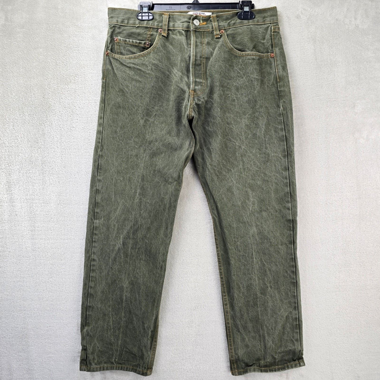 Levi's Vtg Levis 501 Jeans Mens 36x30 (Fits 34x28) Green Y2K USA Size US 34 / EU 50 - 1 Thumbnail