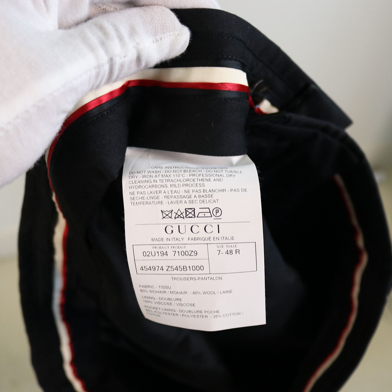 Gucci Gucci Black Wool Suit with Loved Dragon Back Embroidery Size 48R - 8 Thumbnail